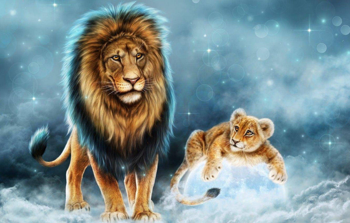1332x850 Wallpaper animals, predator, Leo, king, father, lion, son image