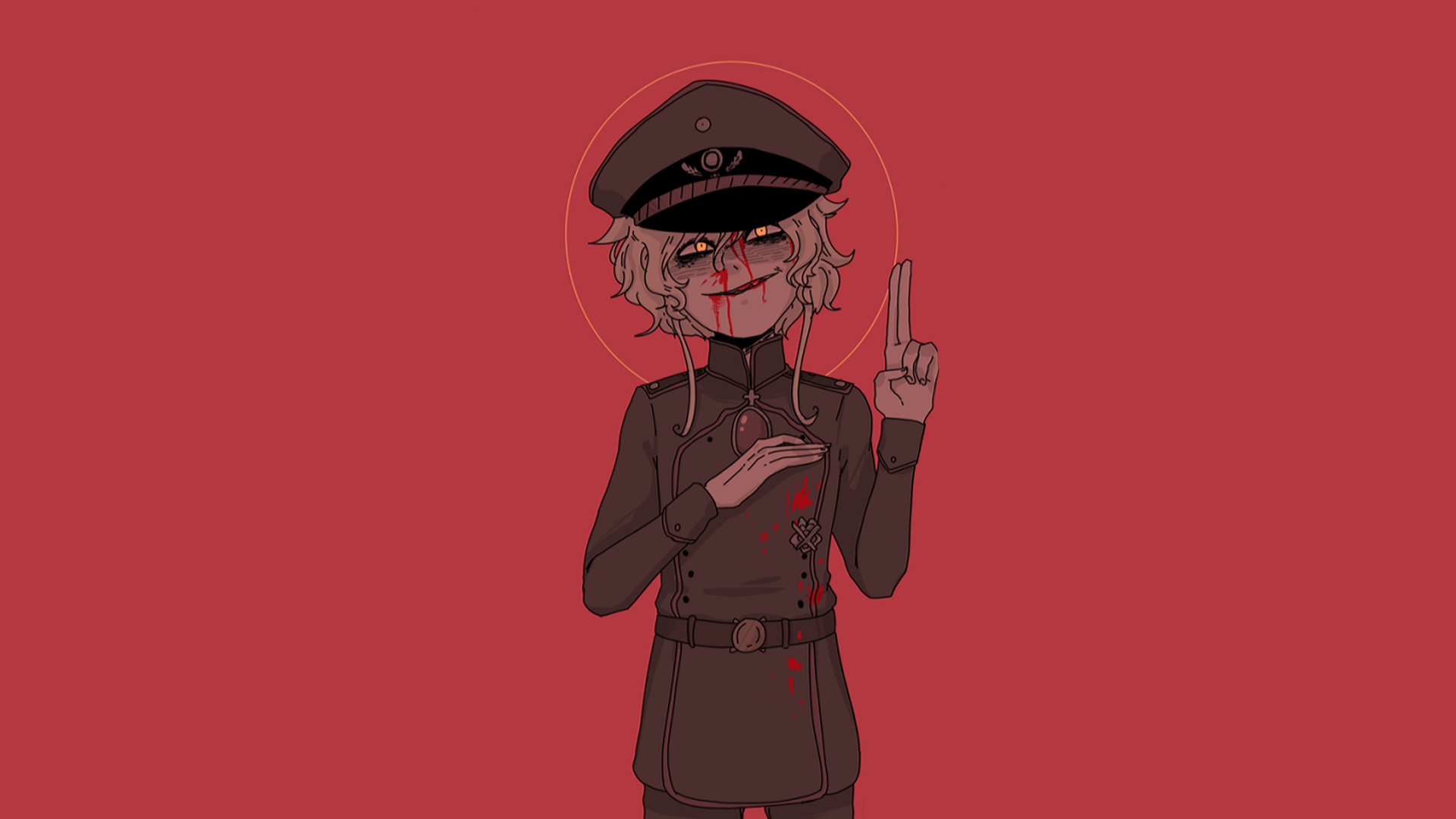 1920x1080 #blood, #evil, #Youjo Senki, #red background, #uniform