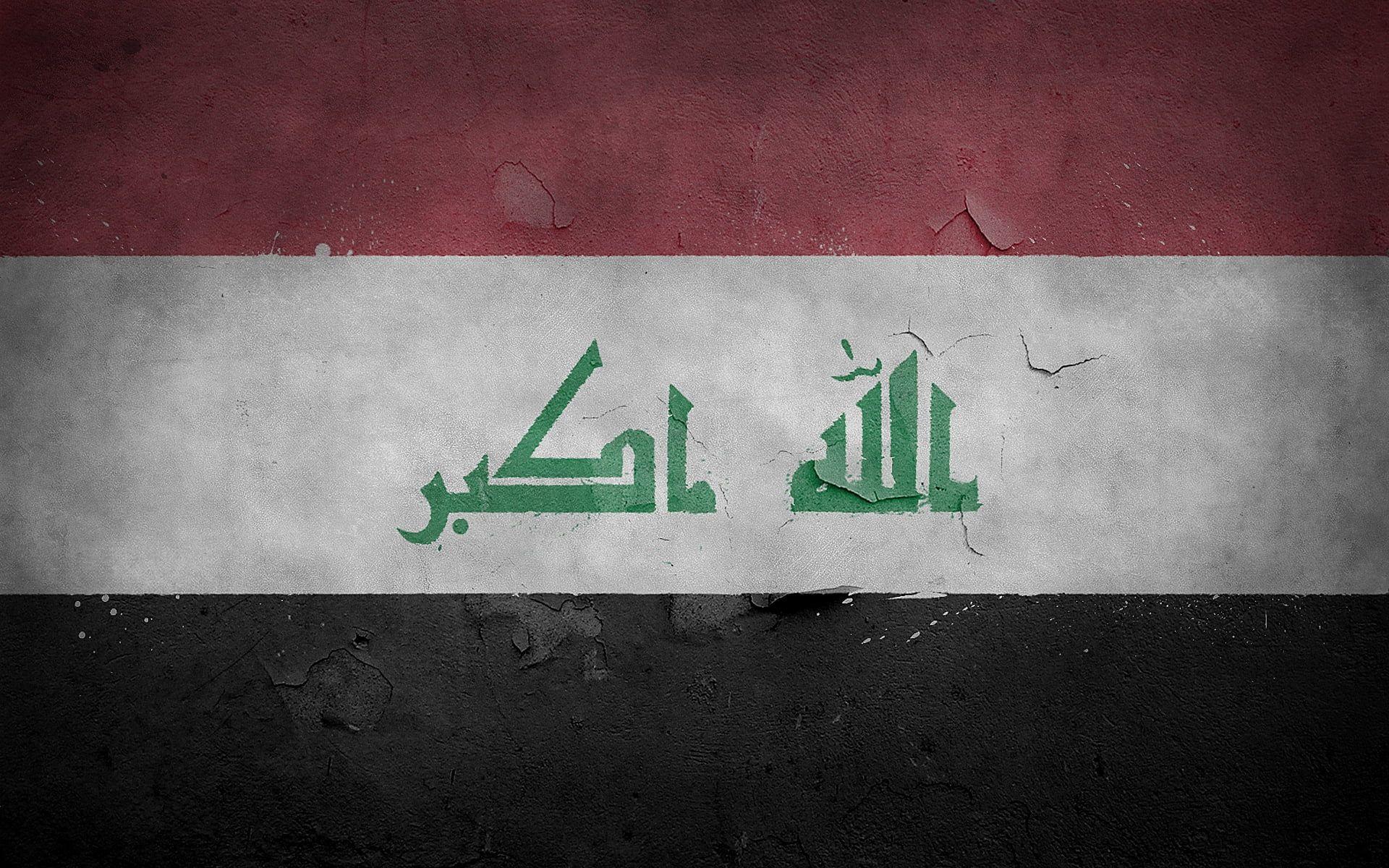 1920x1200 white, red, and black flag #flag #iraq #texture #background