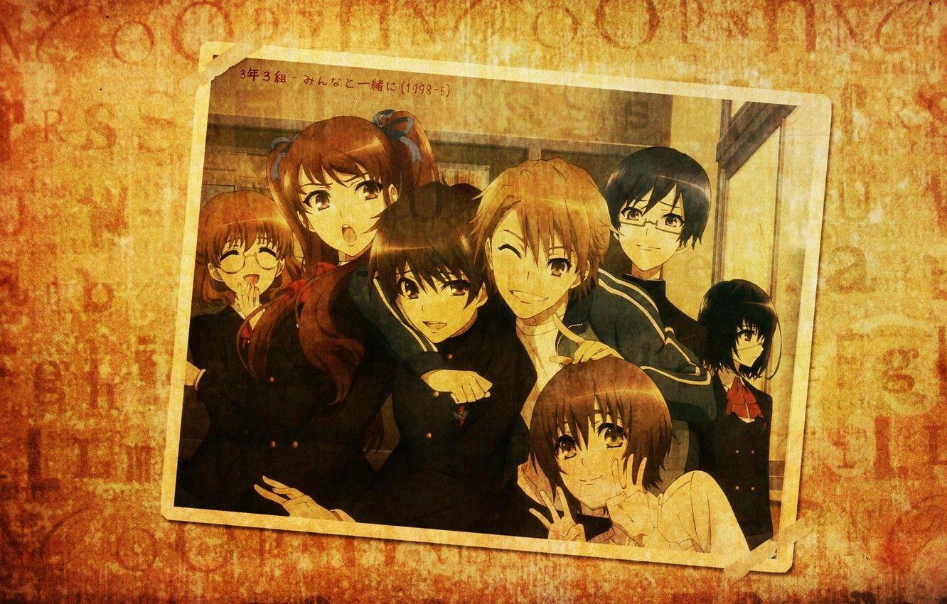 1332x850 Wallpaper retro, photo, anime, friends, anime, other, another, Mei