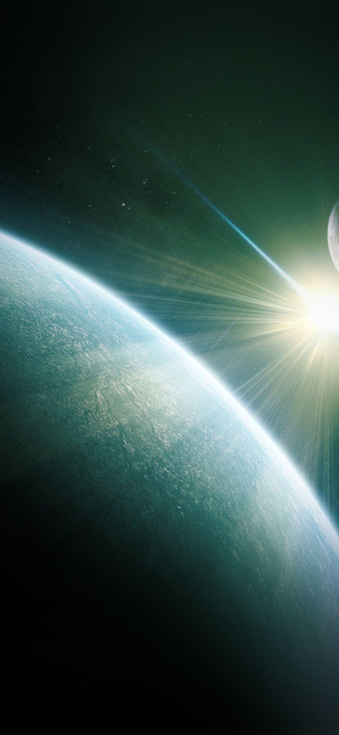 1125x2436 Dark space world earth star iPhone X Wallpaper Free Download