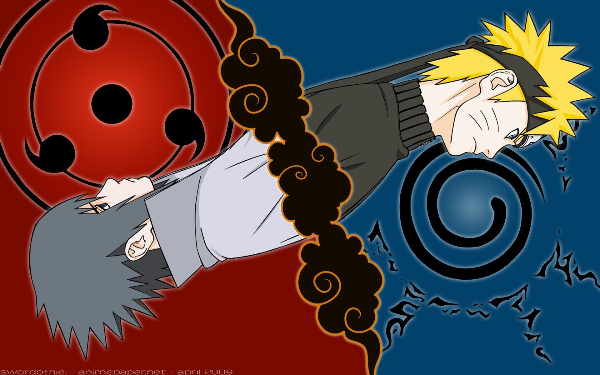1920x1200 Naruto Shippuuden, Anime, Uzumaki Naruto, Uchiha Sasuke, Symbols