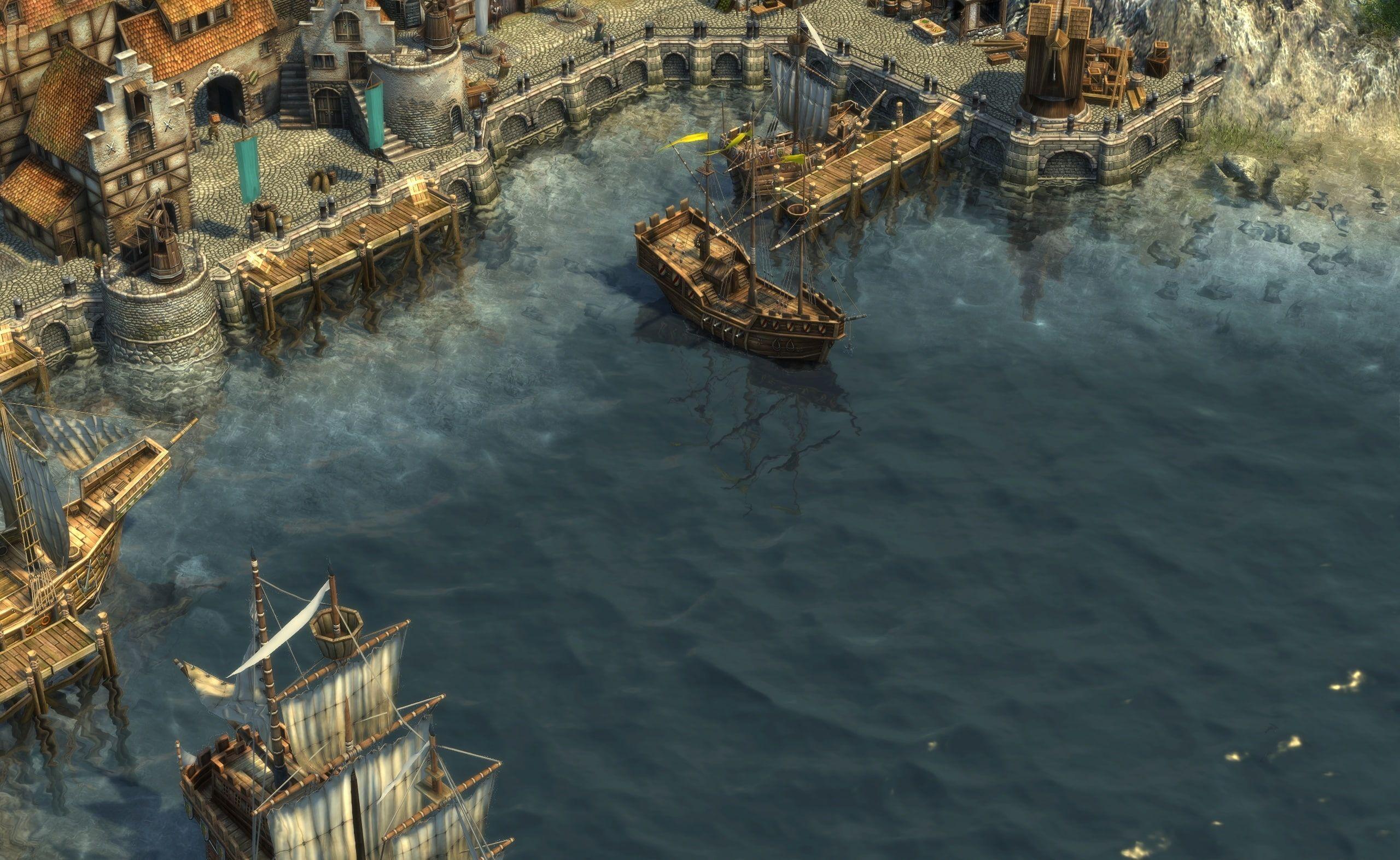 2560x1573 Anno 1404 Screenshots, brown boat, Games, Anno Screenshots