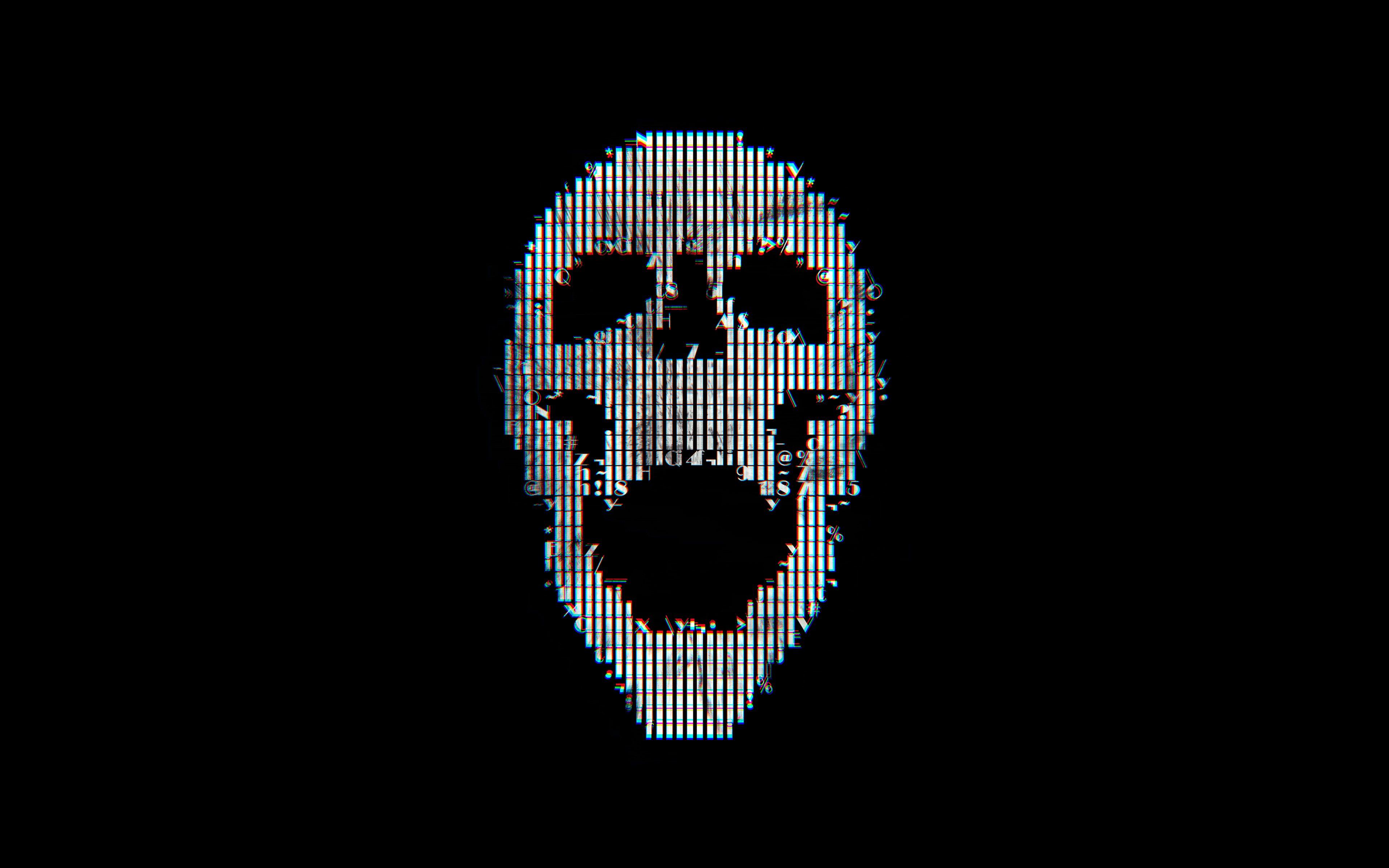3840x2400 Digital Skull Dark Black Art Illustration Simple Minimal
