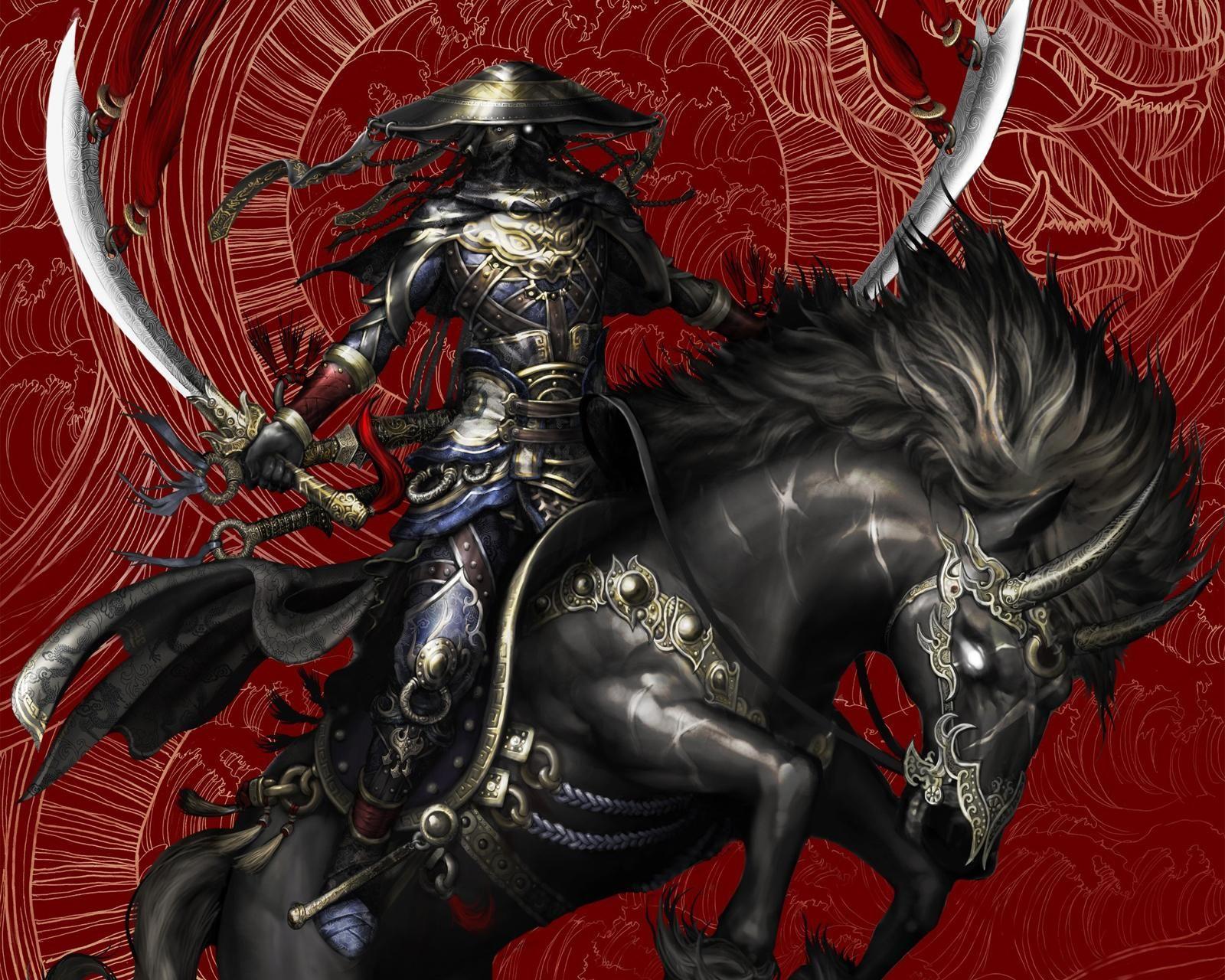 1600x1280 Picture Sabre armour Horses Warriors Fantasy
