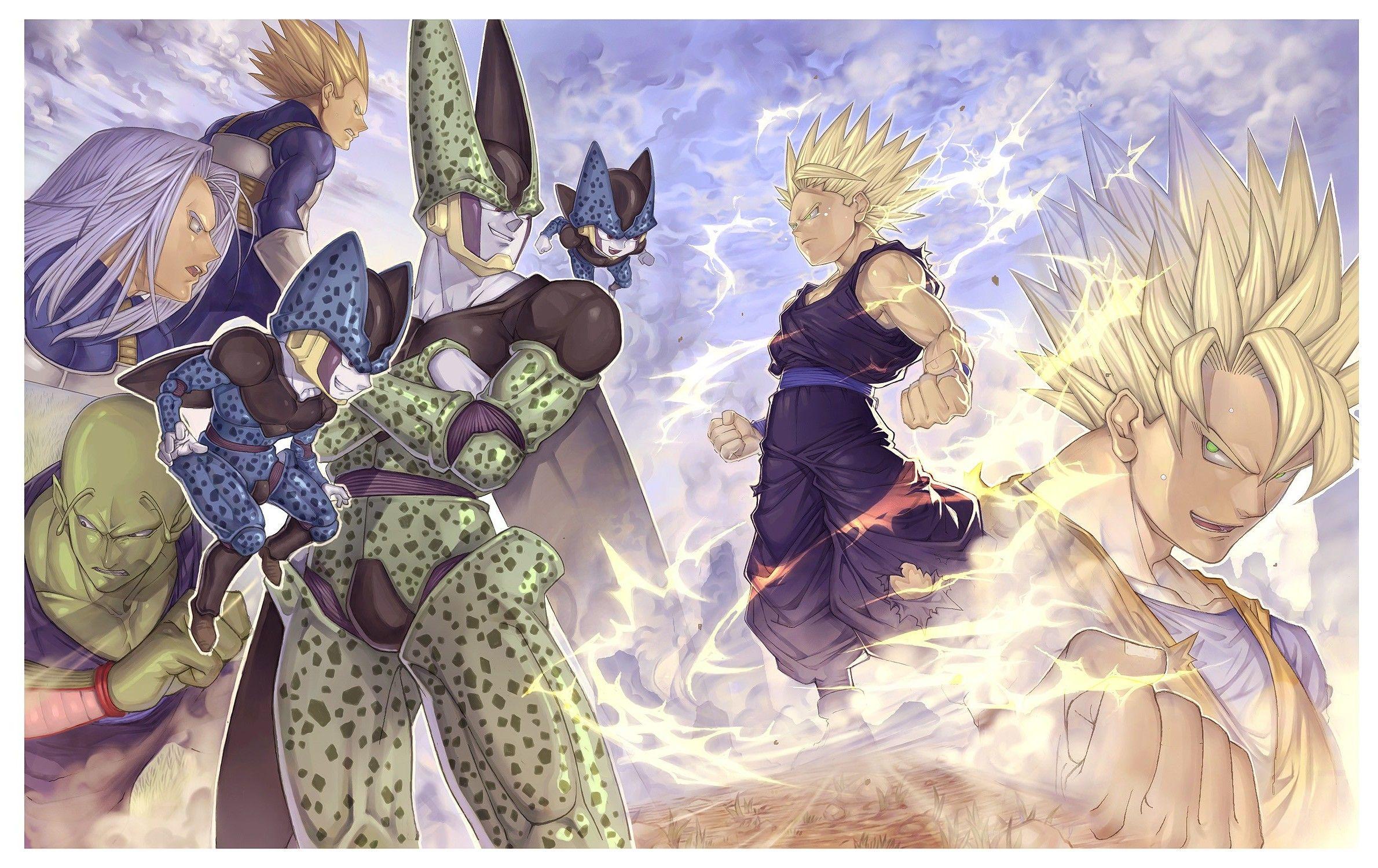 2380x1500 anime, Dragon Ball, Son Goku, Son Gohan, Vegeta, Trunks (character), Piccolo, Cell (character), Dragon Ball Z Wallpaper HD / Desktop and Mobile Background