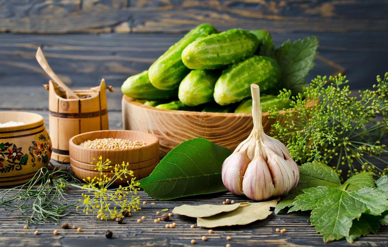 1332x850 Wallpaper spices, Cucumbers, Garlic, Dill image for desktop
