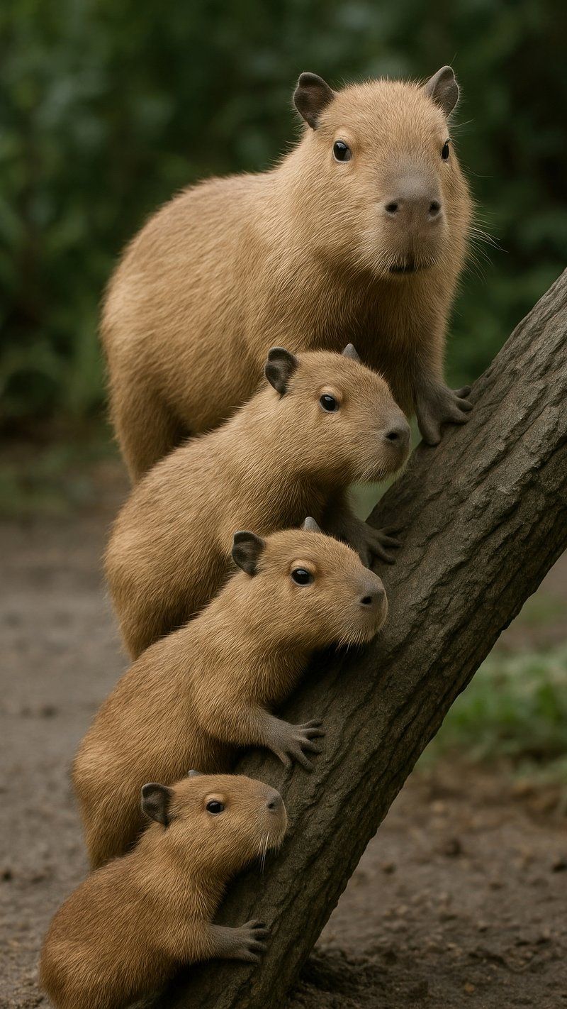 800x1422 Adorable capybara pyramid nature mobile