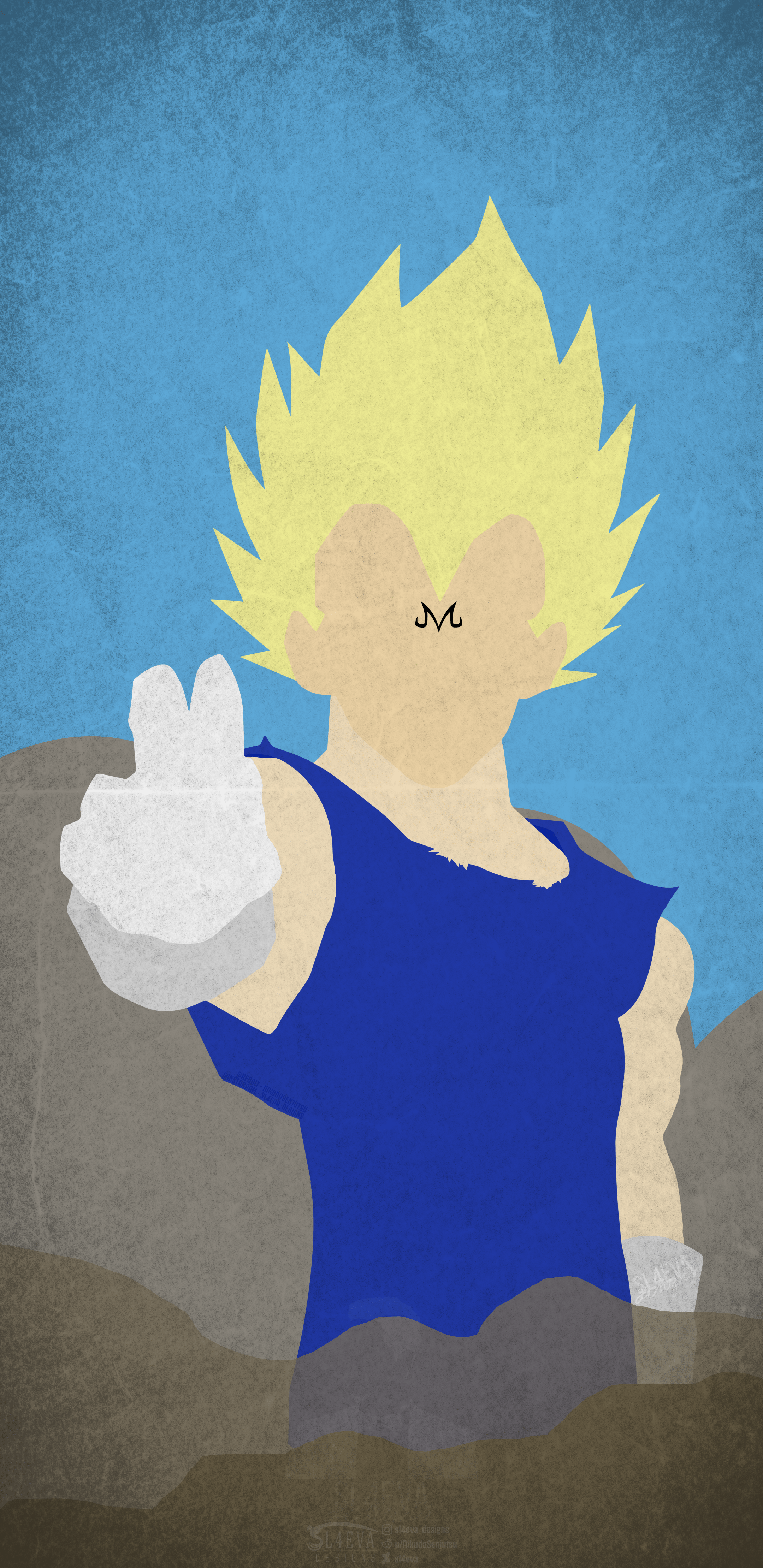 2160x4440 Majin Vegeta Minimal Mobile Wallpaper