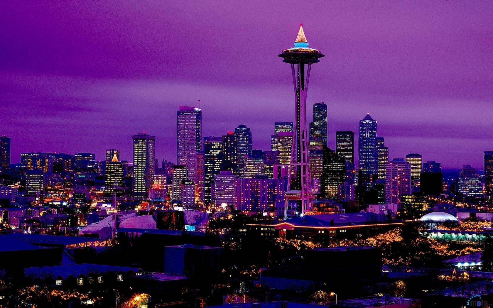 1680x1050 Seattle. Cityscape wallpaper, City wallpaper, City lights wallpaper