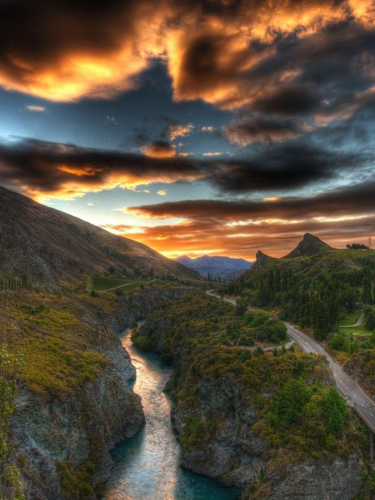 768x1024 Cliffs Road Nature River & Sky iPad wallpaper