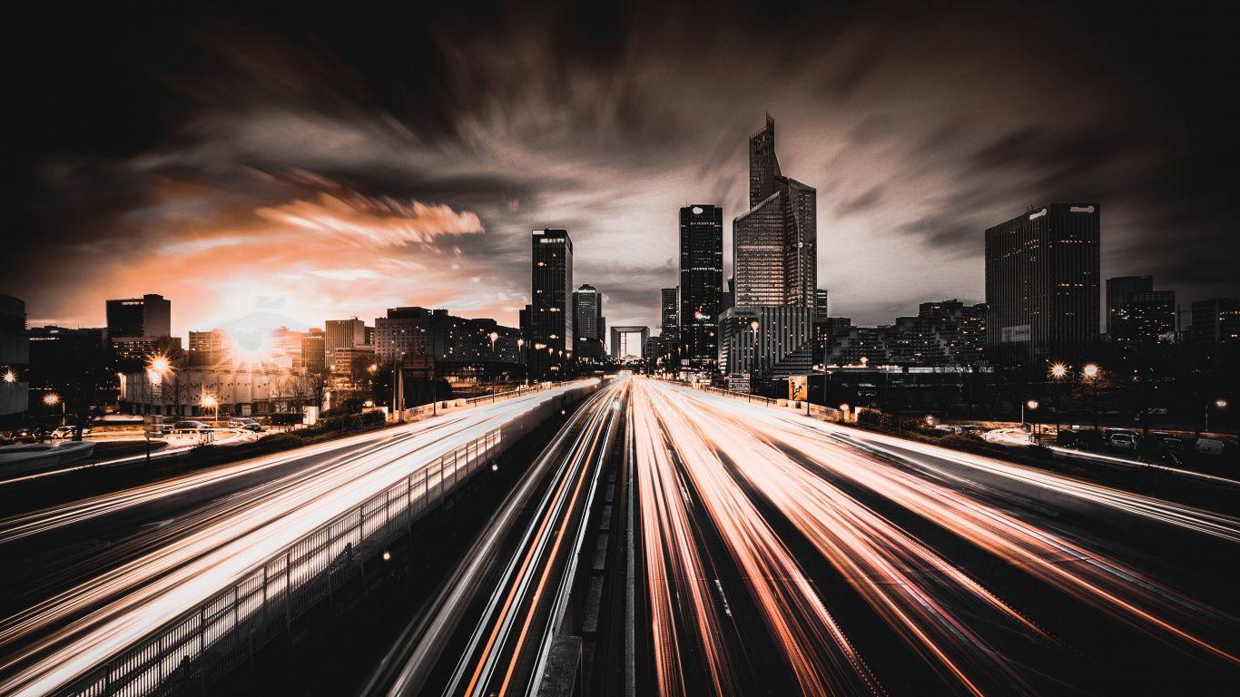 1366x768 Download 1366x768 wallpaper city, night, traffic, lights