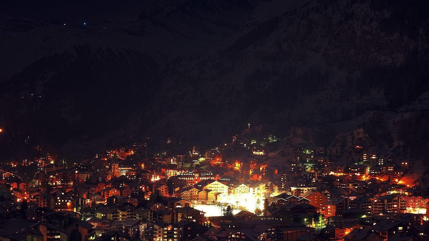 1366x768 Night City Wallpaper