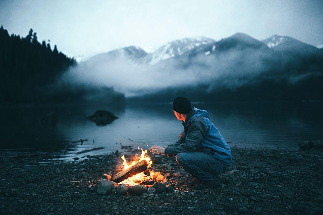 1280x853 Picture Men Fog Nature Mountains Fire