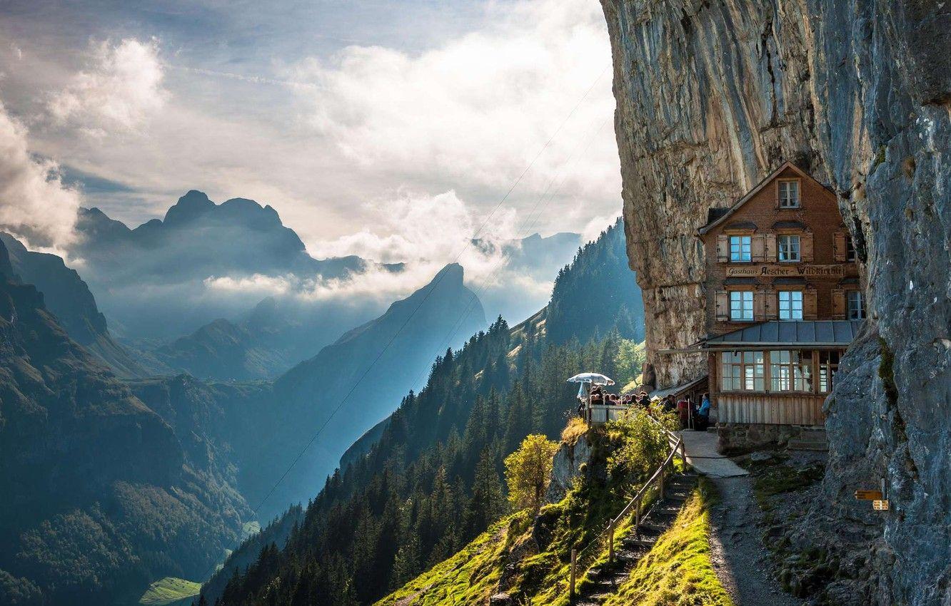 1332x850 Wallpaper Sky, Cafe, Landscapes, Mountains, Road, Scenery, Rocks