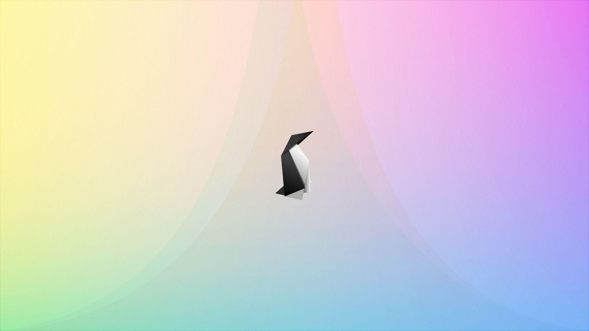 1920x1080 Origami Tux Pastel Wallpaper 4K