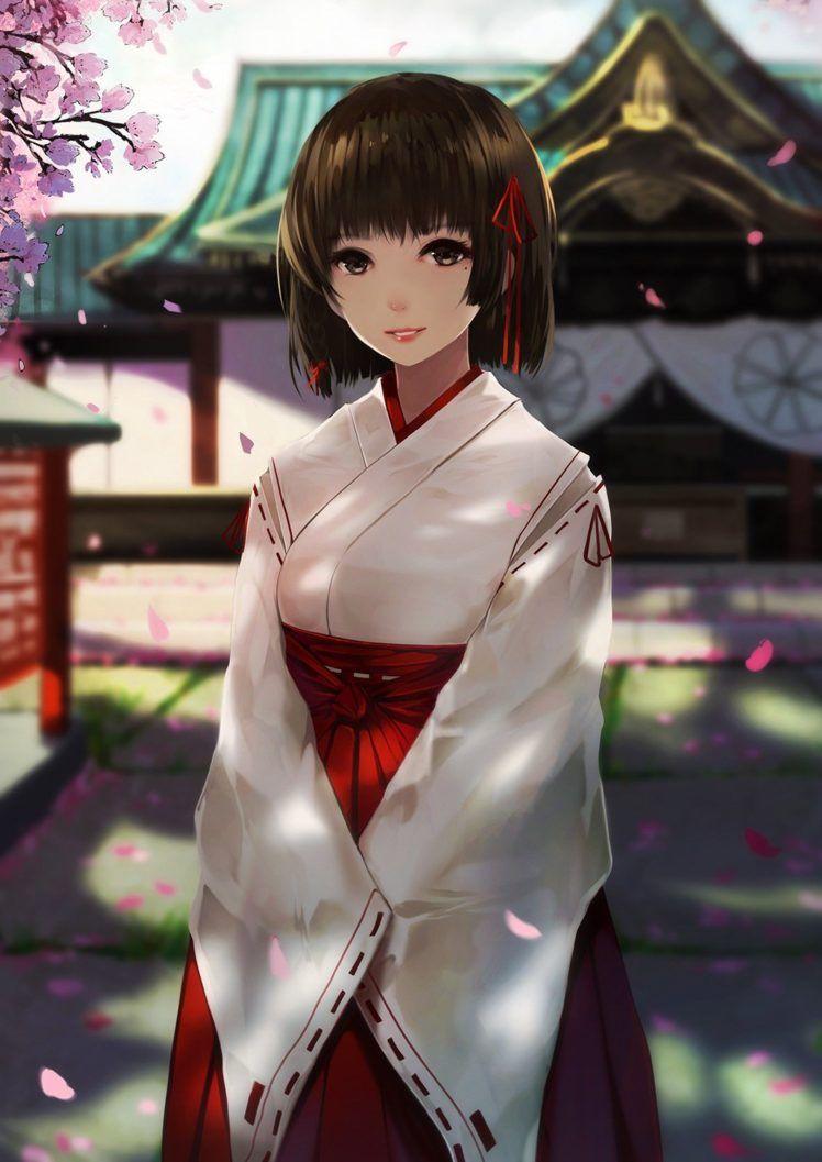 748x1057 Short Hair, Brunette, Anime, Anime Girls, Kimono, Japanese