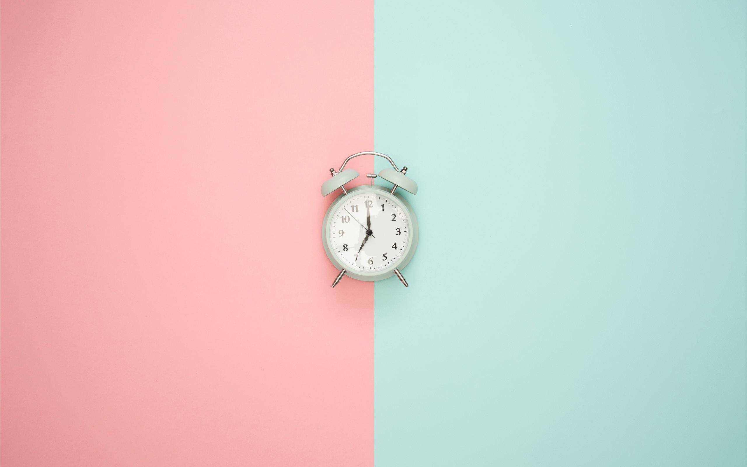 2560x1600 Blue clock on a pastel ba. iMac Wallpaper Download