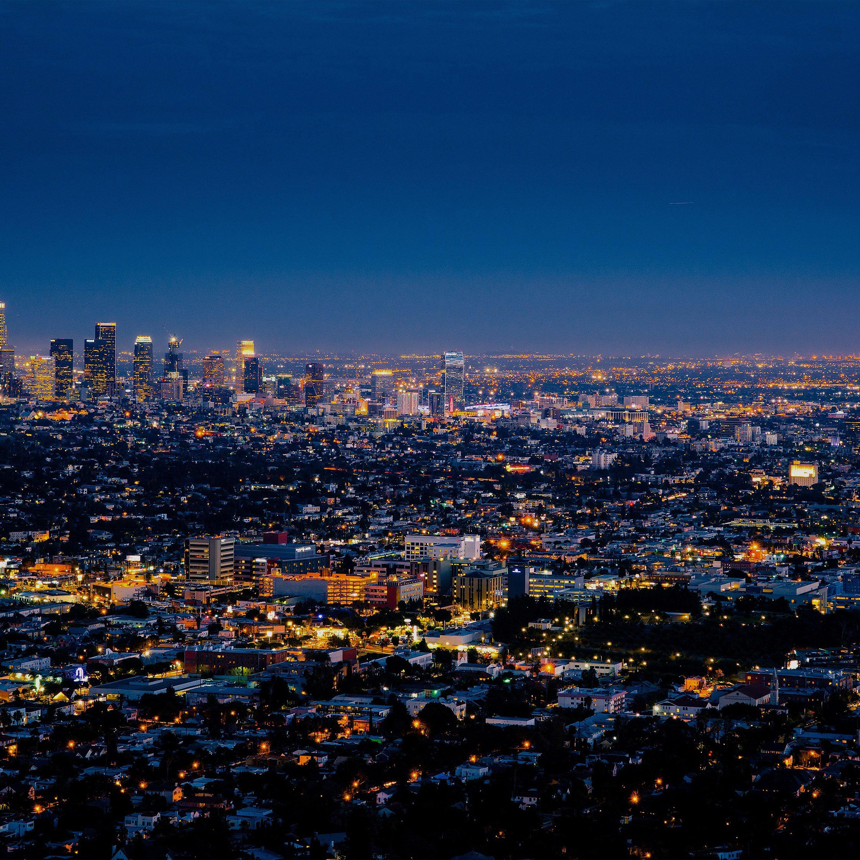 2732x2732 Night City Light Building Blue Wallpaper