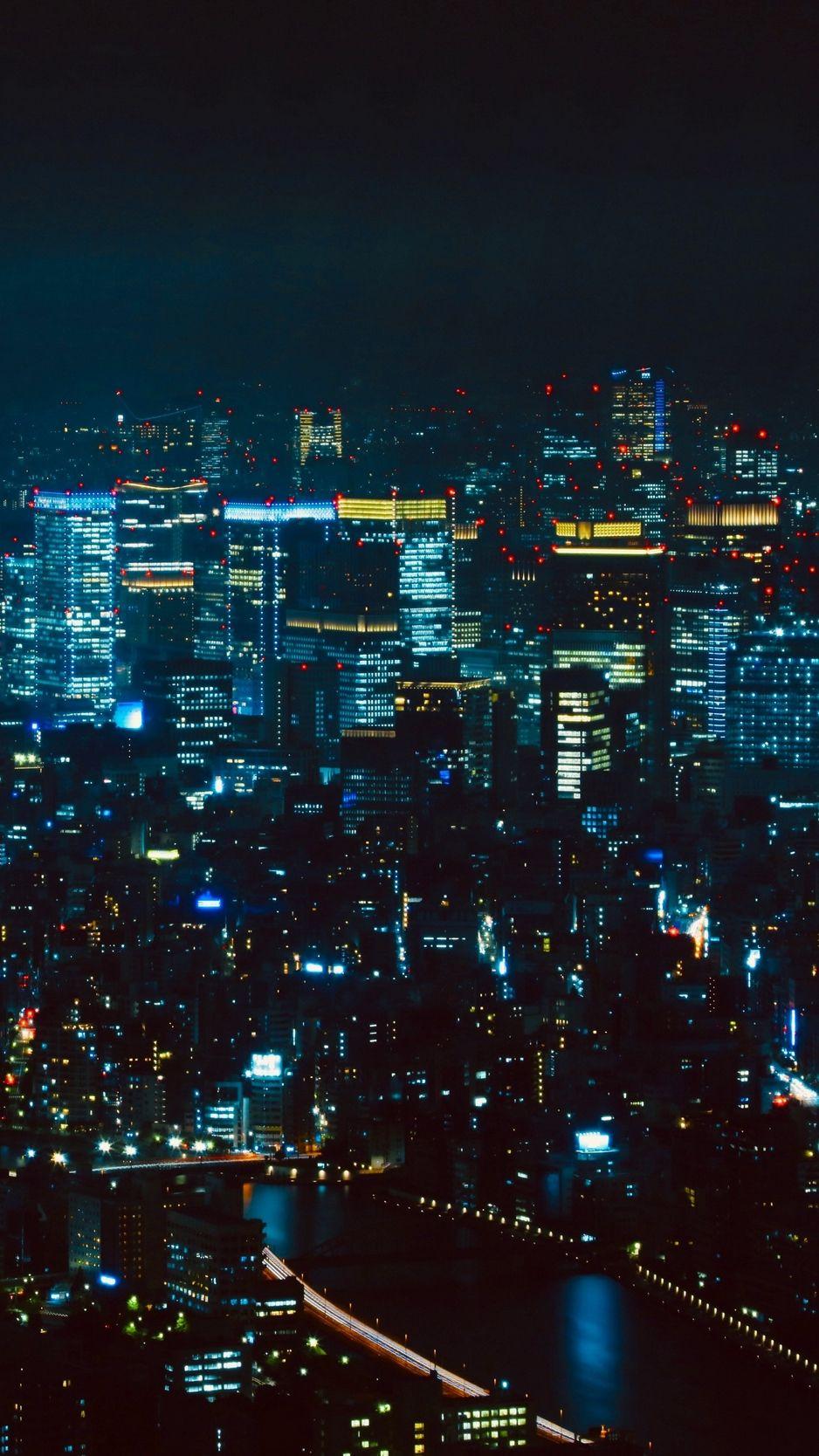 938x1668 Wallpaper Night City, Aerial View, Tokyo, City Lights, Tokyo