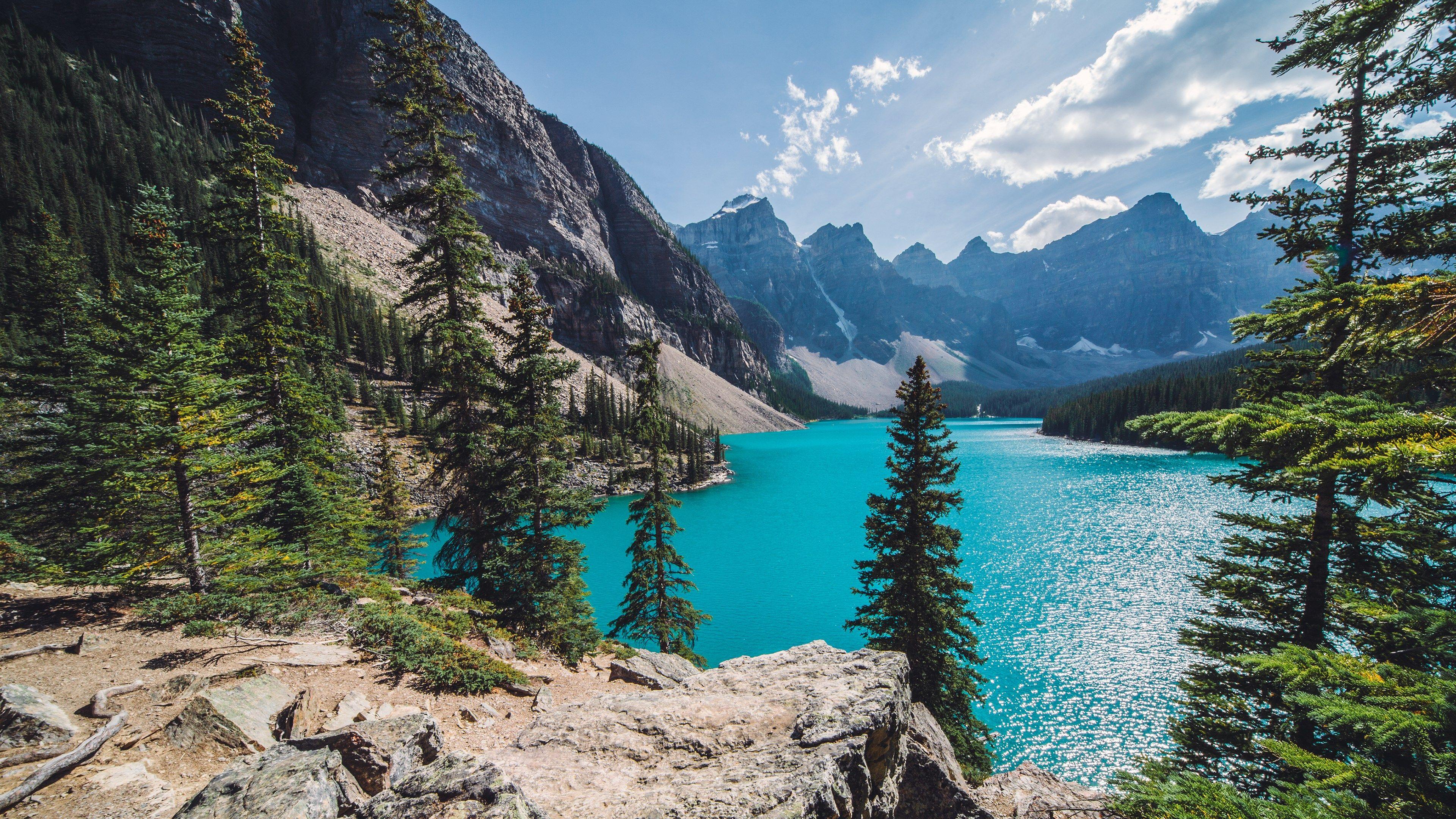 3840x2160 mountains blue lake wide wallpaper. Picture of mountain