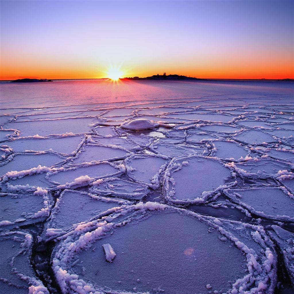 1024x1024 Winter Lake Sunset iPad Air Wallpaper Winter Wallpaper & Background Download