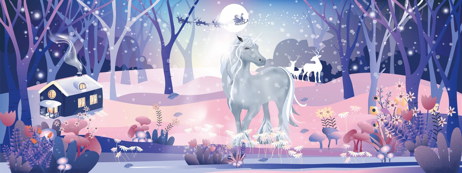 1920x720 Unicorn in the snow