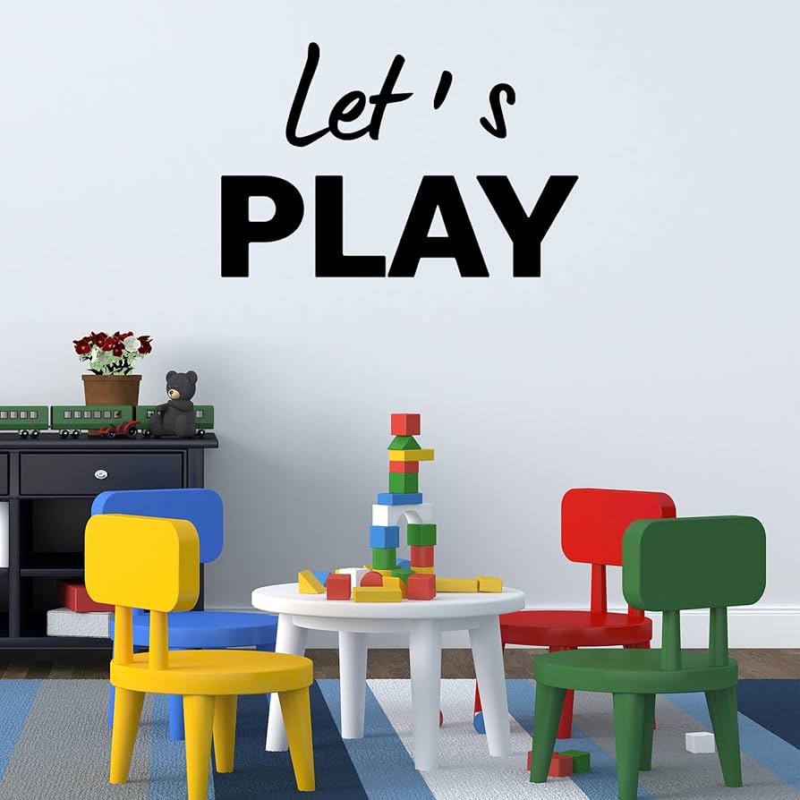 894x894 Let's Play Wall Decals Kids Room Wall Stickers, Removable Vinyl DIY Wall Murals Wallpaper for Nursery Children Baby Kids Boys Girls Bedroom Living Room Home Decoration : Tools & Home Improvement