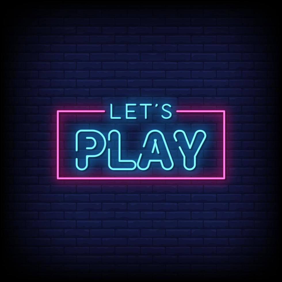 980x980 Lets Play Neon Signs Style Text Vector