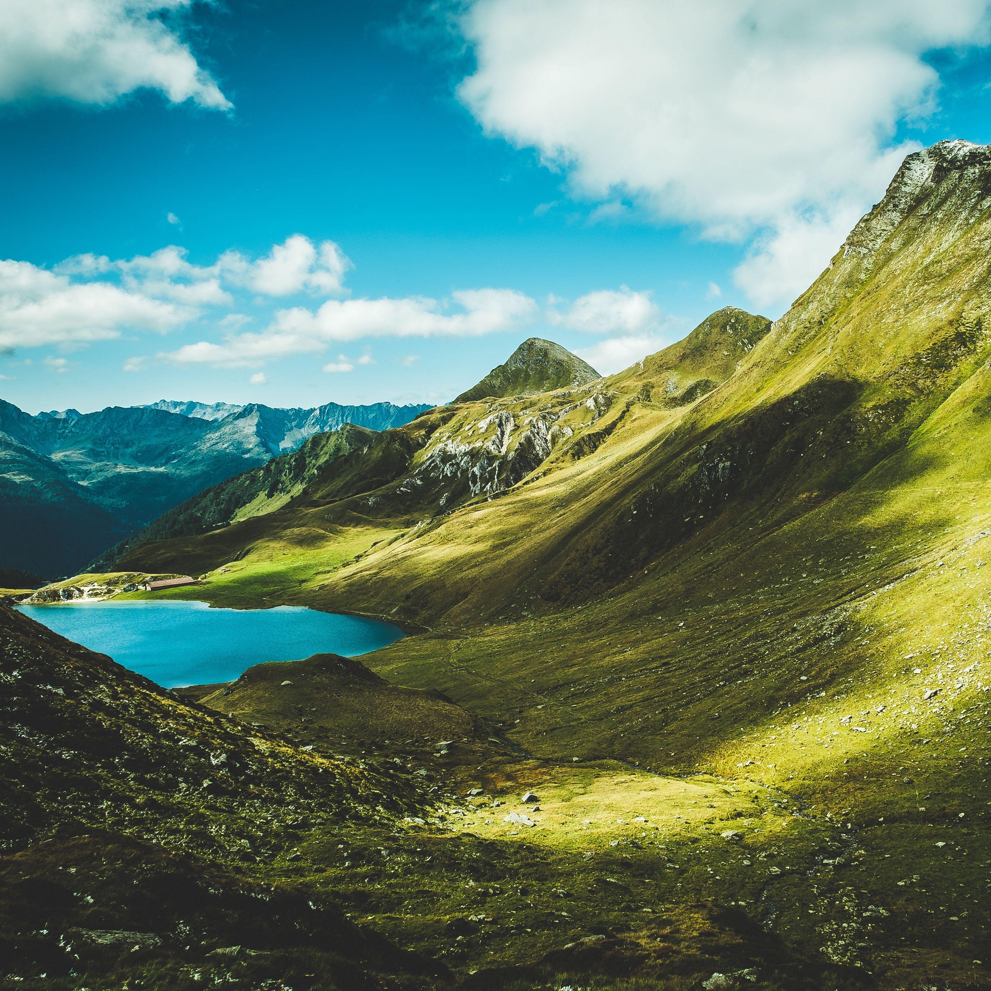 3415x3415 Download wallpaper 3415x3415 mountains, grass, summer ipad pro