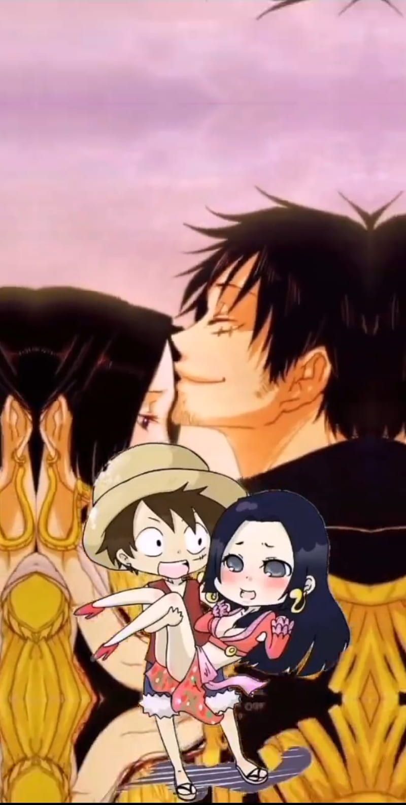 800x1584 1440x2160px, 1080P free download. Luffy x Boa, love, art, black hair, couple, Hancock, d., monkey D, one piece, HD phone wallpaper