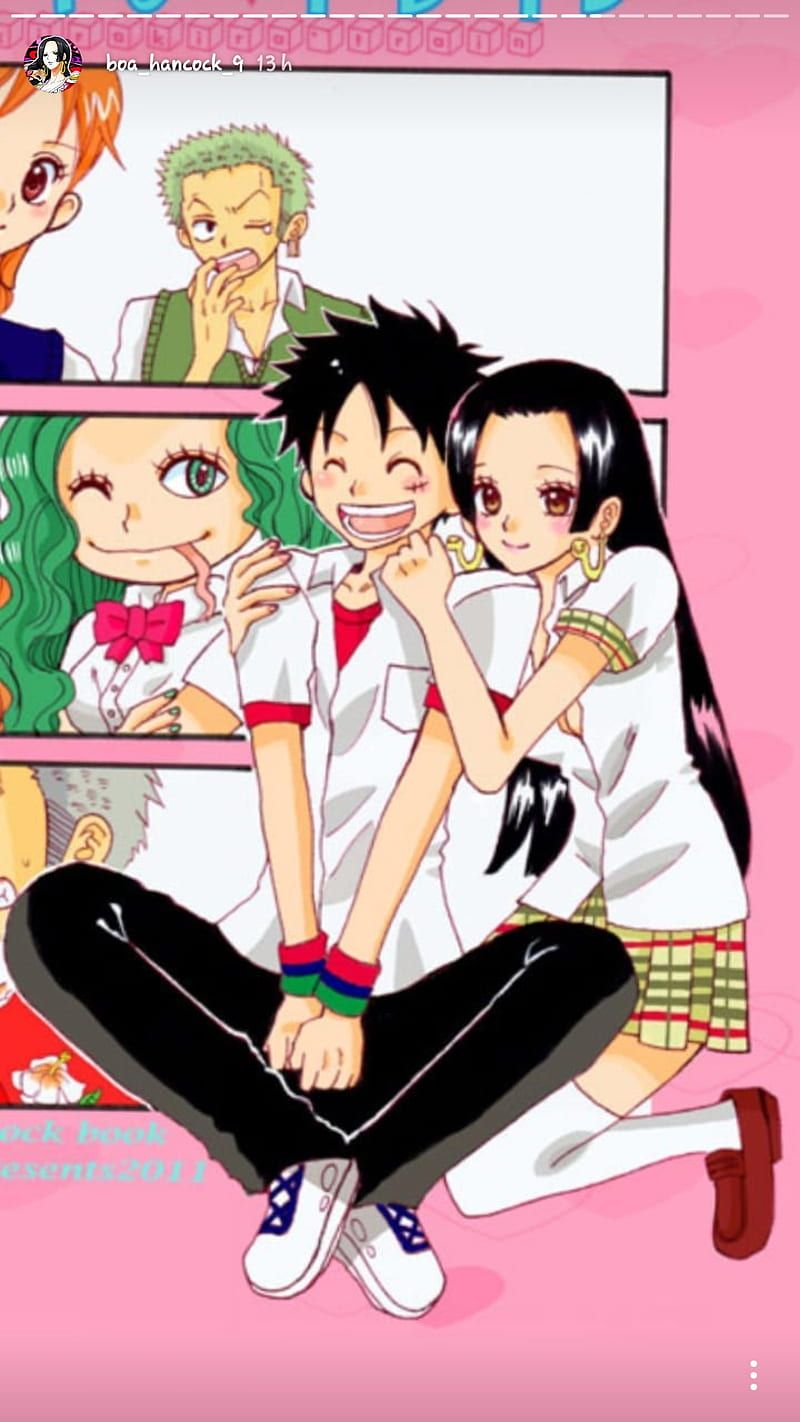 800x1422 Luffy x Hancock, capitan, one piece, boa, zoro, love, anime, girls, cute, HD phone wallpaper