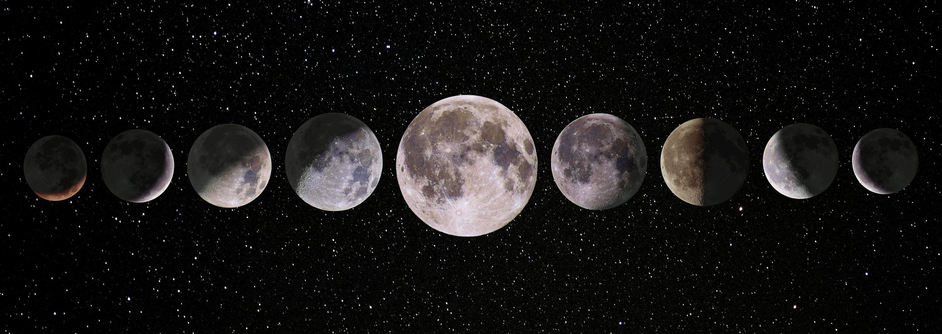 3000x1064 Moon Phases Picture [HD]. Download Free Image