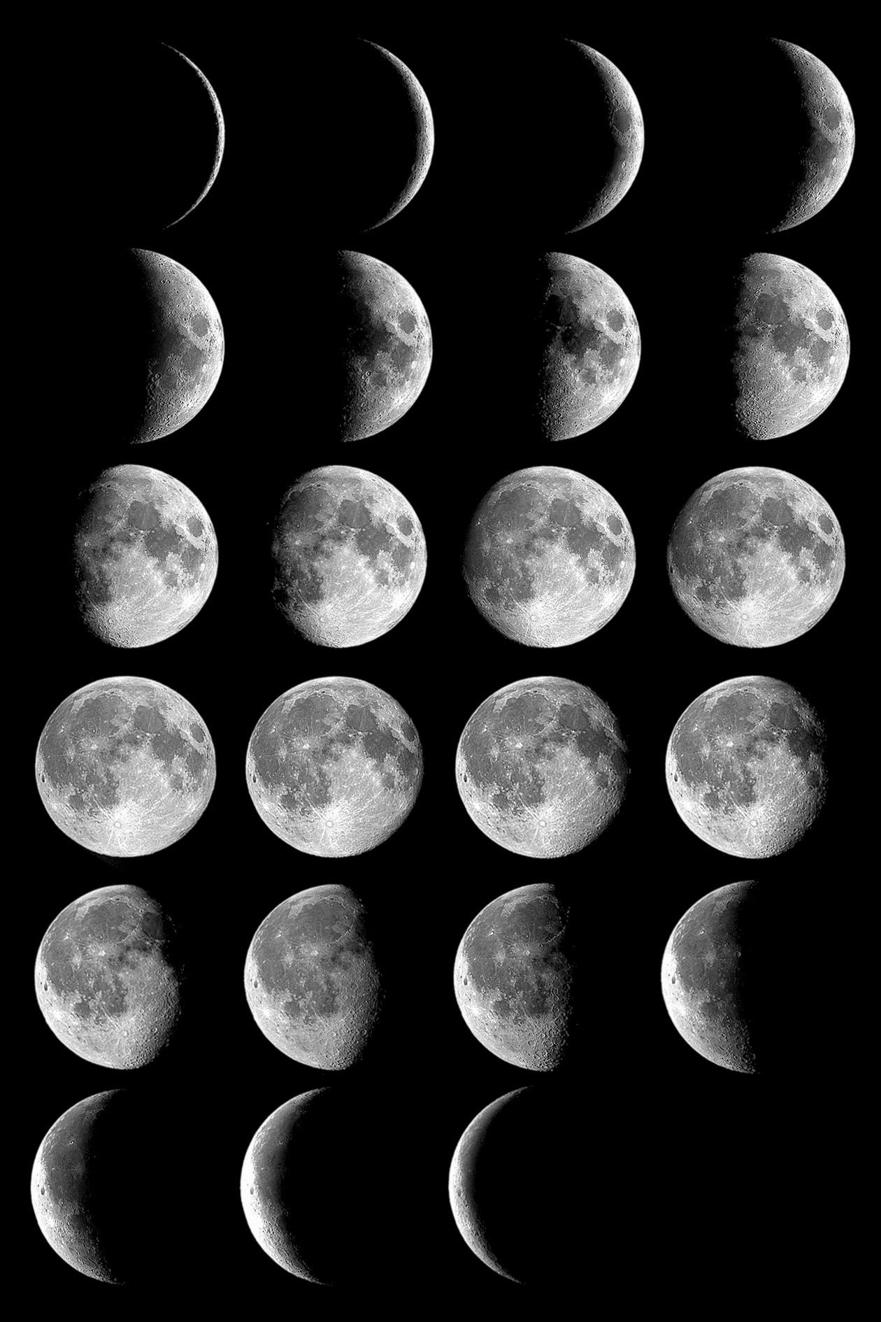 1260x1890 Phases of the Moon and Percent of the Moon Illuminated