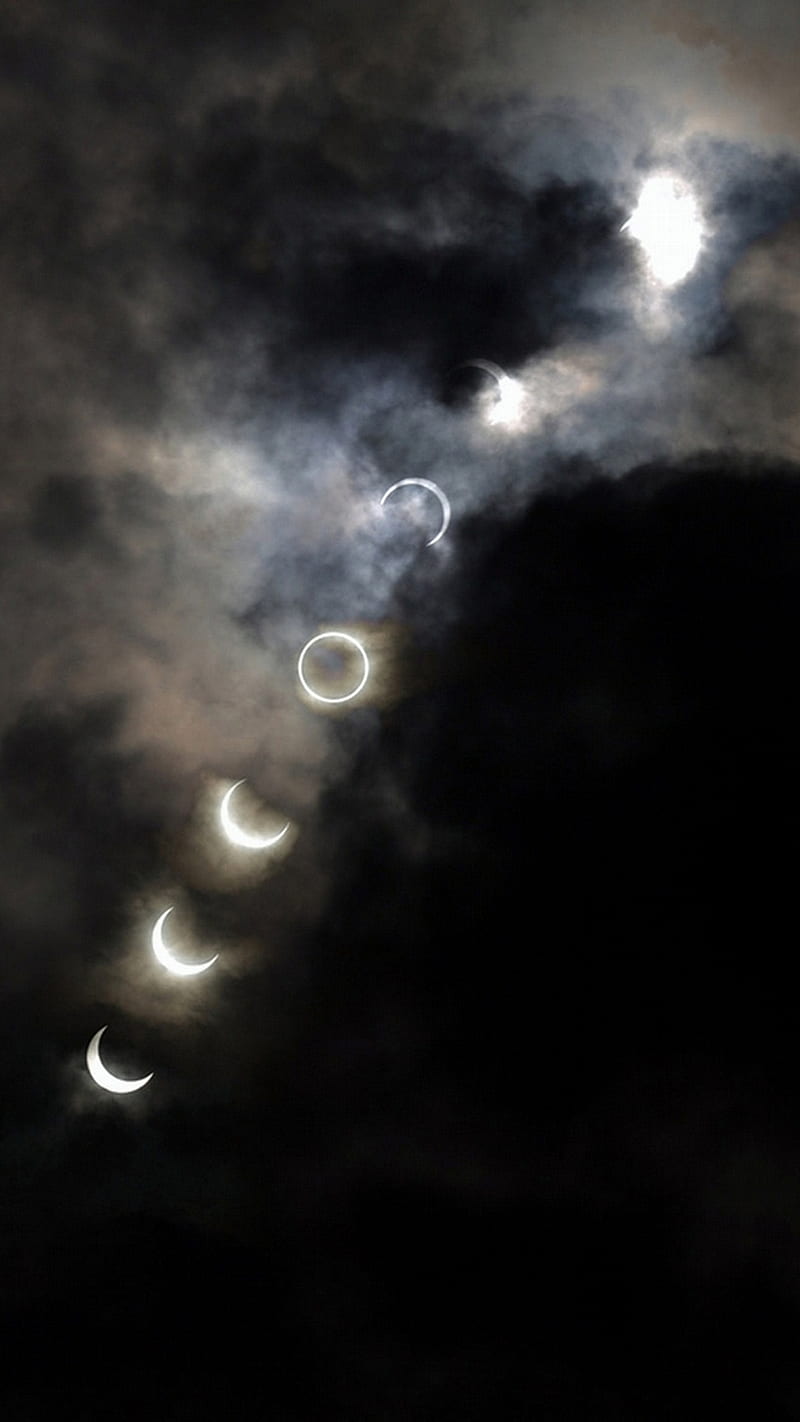 800x1422 PHASES OF THE MOON, clouds, nature, night, sky, HD phone wallpaper