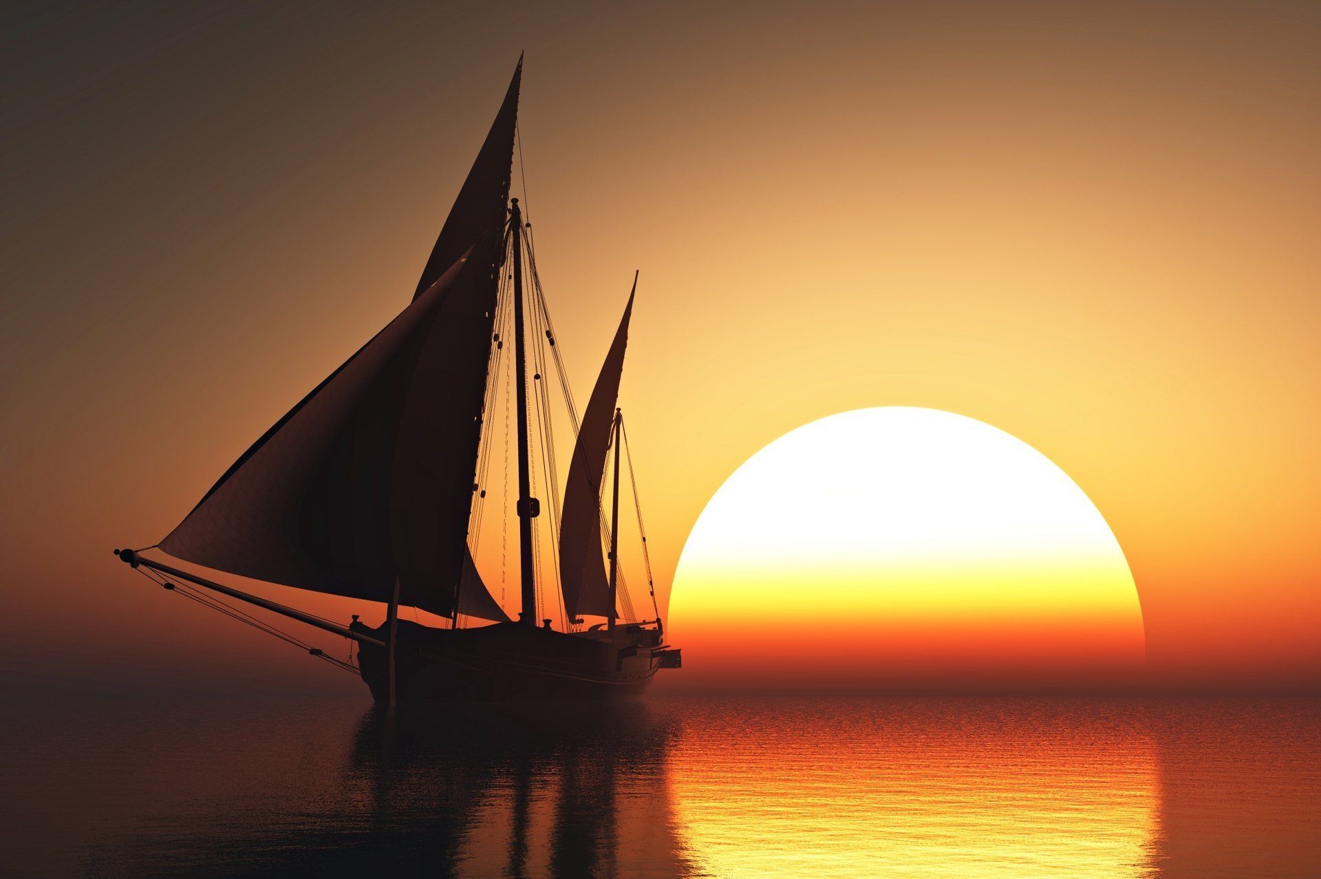 1920x1277 Sailing Into the Sunset: 4K Ultra HD Yacht on the Ocean Horizon