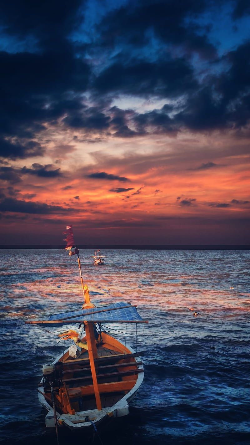 800x1422 Boat that never sink, afternoon, beach, boat, indonesia, ocean, sky, sunset, HD phone wallpaper