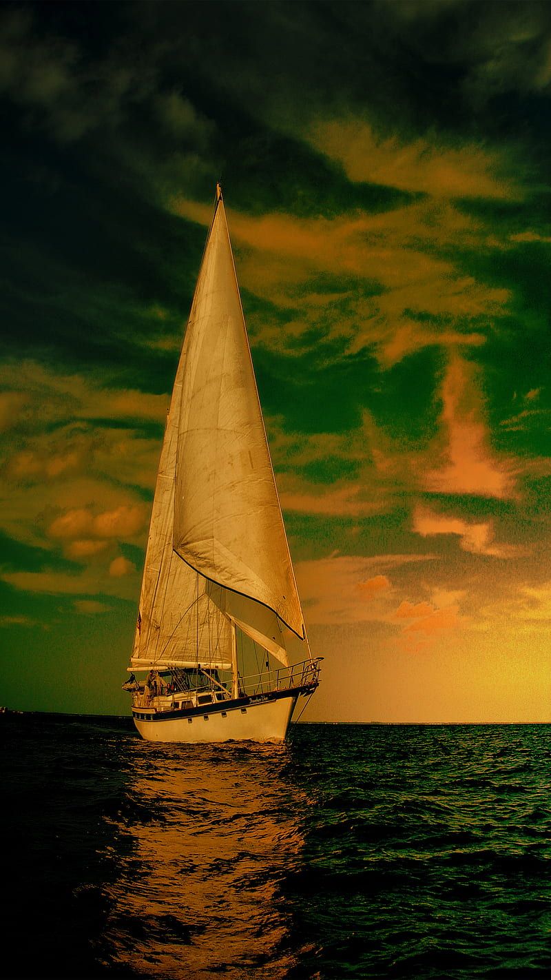 800x1422 Sailing, boat, sea, sunrise, sunset, HD phone wallpaper