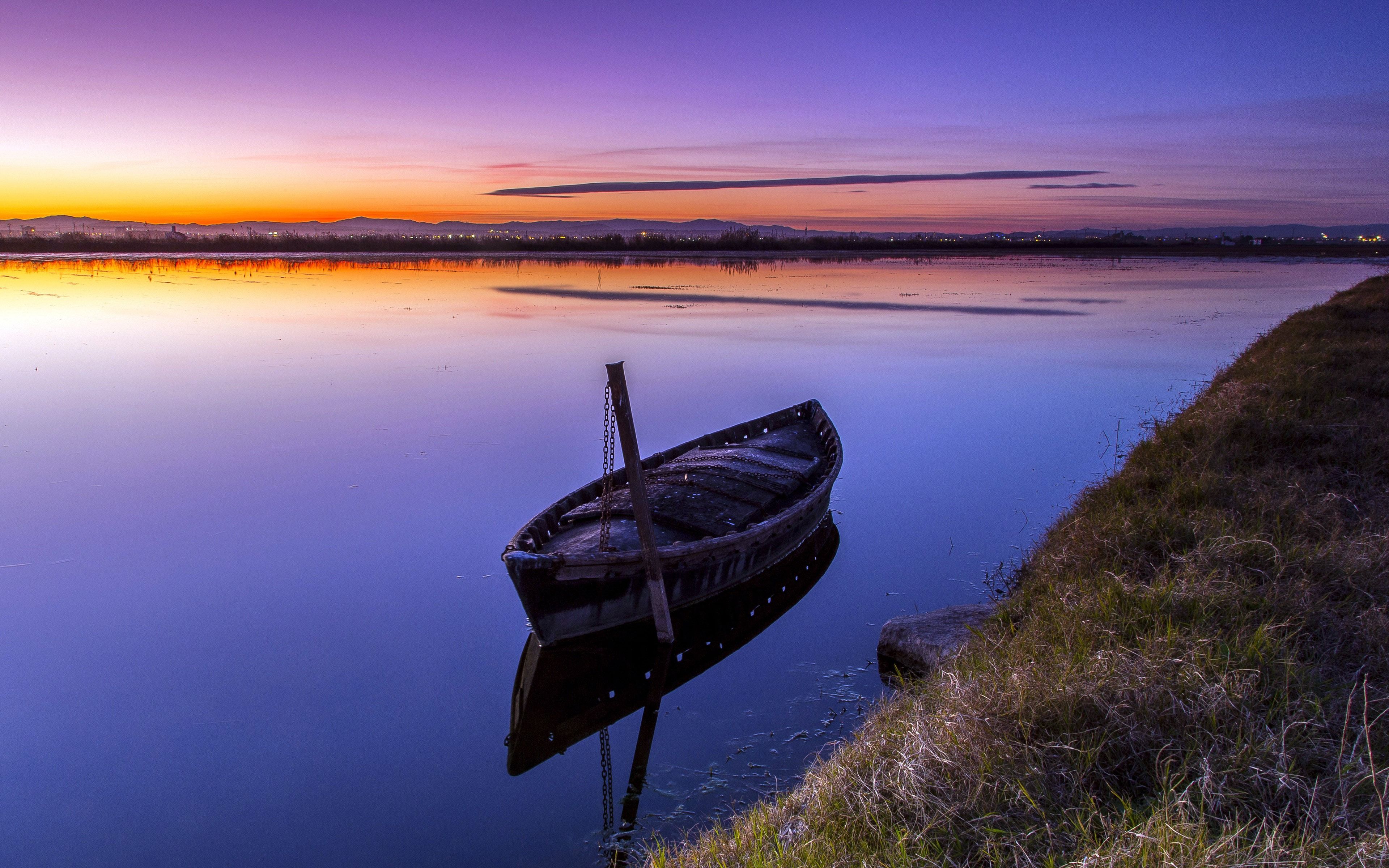 3840x2400 Boat Lake Sunset 2020 Landscape HD Desktop