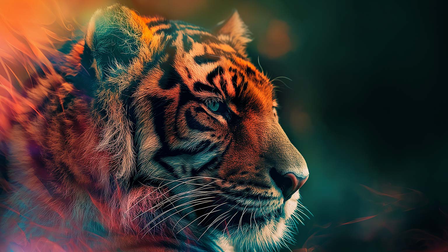 1536x864 Tiger Portrait Vibrant Colors Desktop Wallpaper Wallpaper 4k