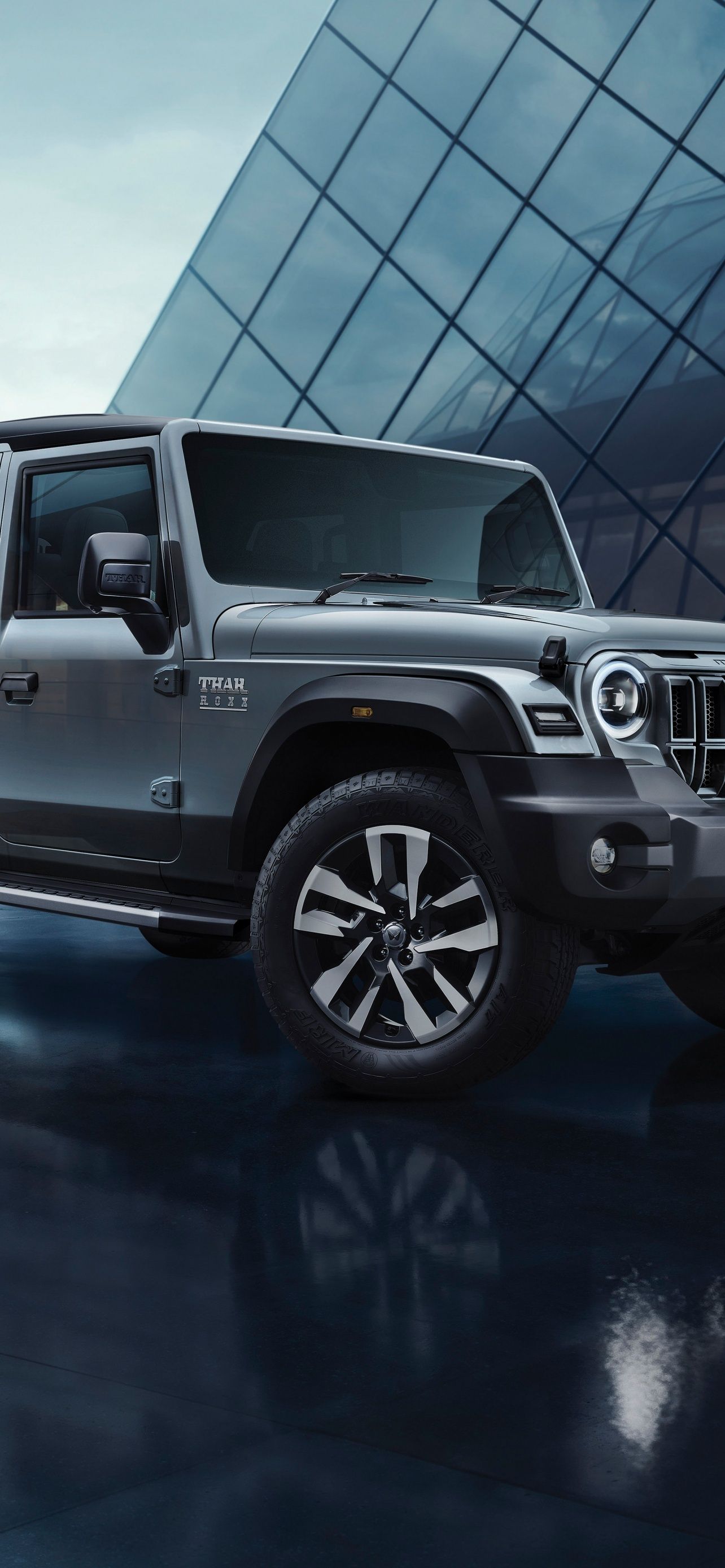 1284x2778 Mahindra Thar Roxx Matte Silver Top Ultra HD Trending Desktop Wallpaper Image JPG PNG For IPhone And Android 4K 5K Background