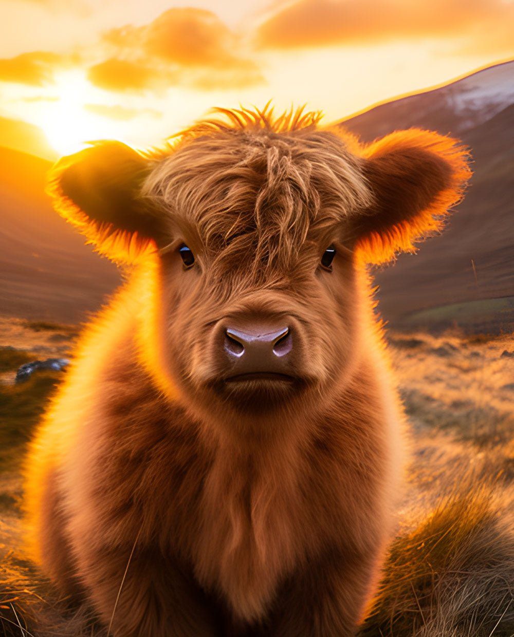 1000x1240 Highland Cow calf full cover magnet wrap