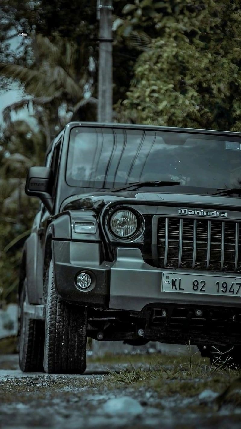 800x1423 Mahindra Thar Car, Black Thar Frontview, black car, HD phone wallpaper