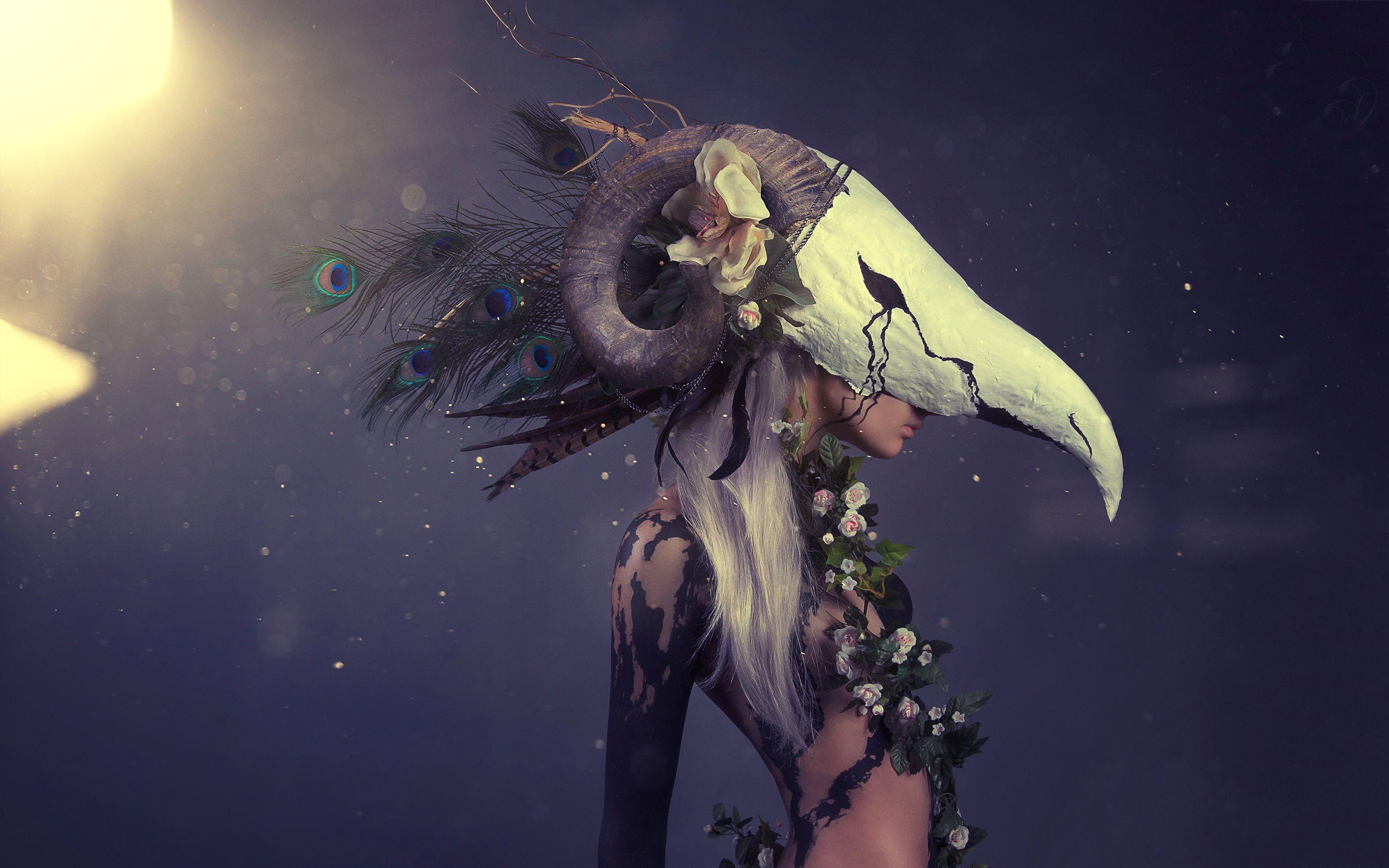 2880x1800 Fantasy blonde skull wallpaperx1800