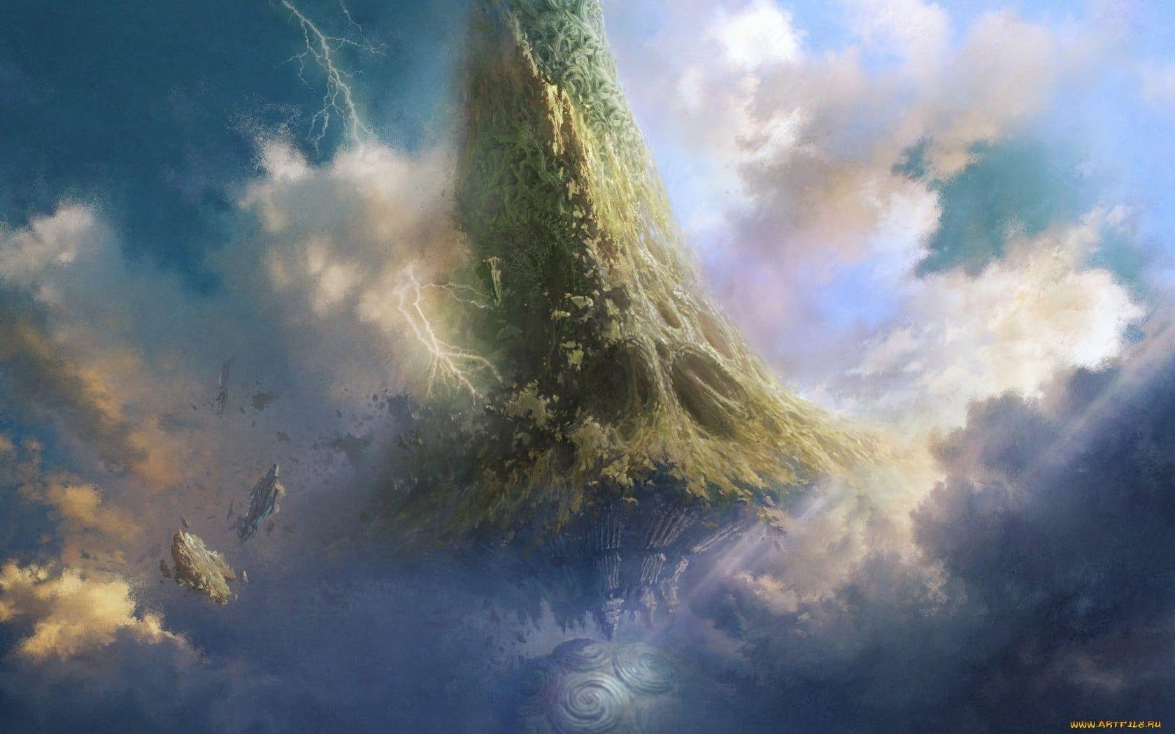 1680x1050 Floating island illustration, fantasy art HD wallpaper. Wallpaper