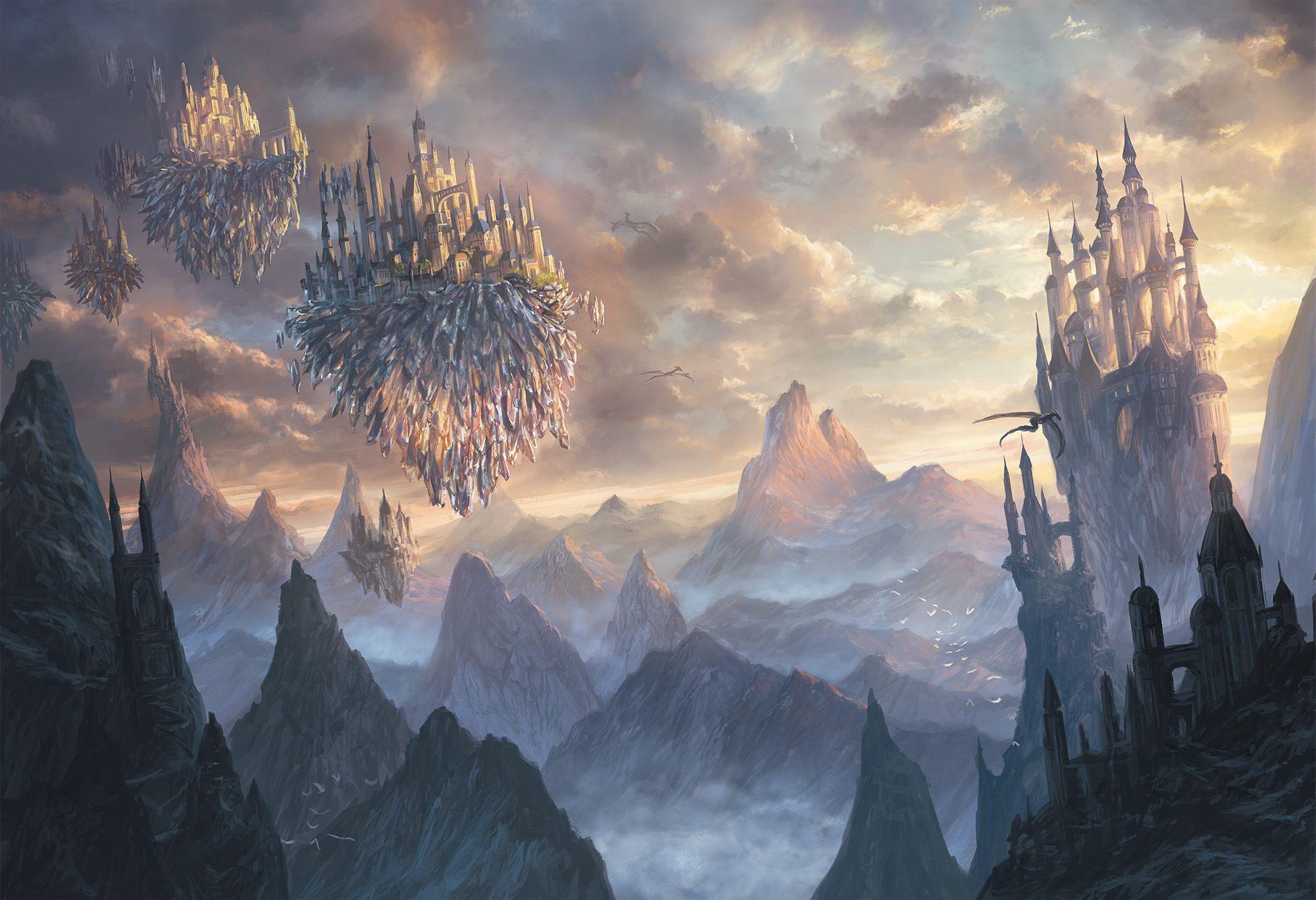 2000x1368 Floating Island, City, Landscape, Cloud, Mountain wallpaper. Mocah HD Wallpaper