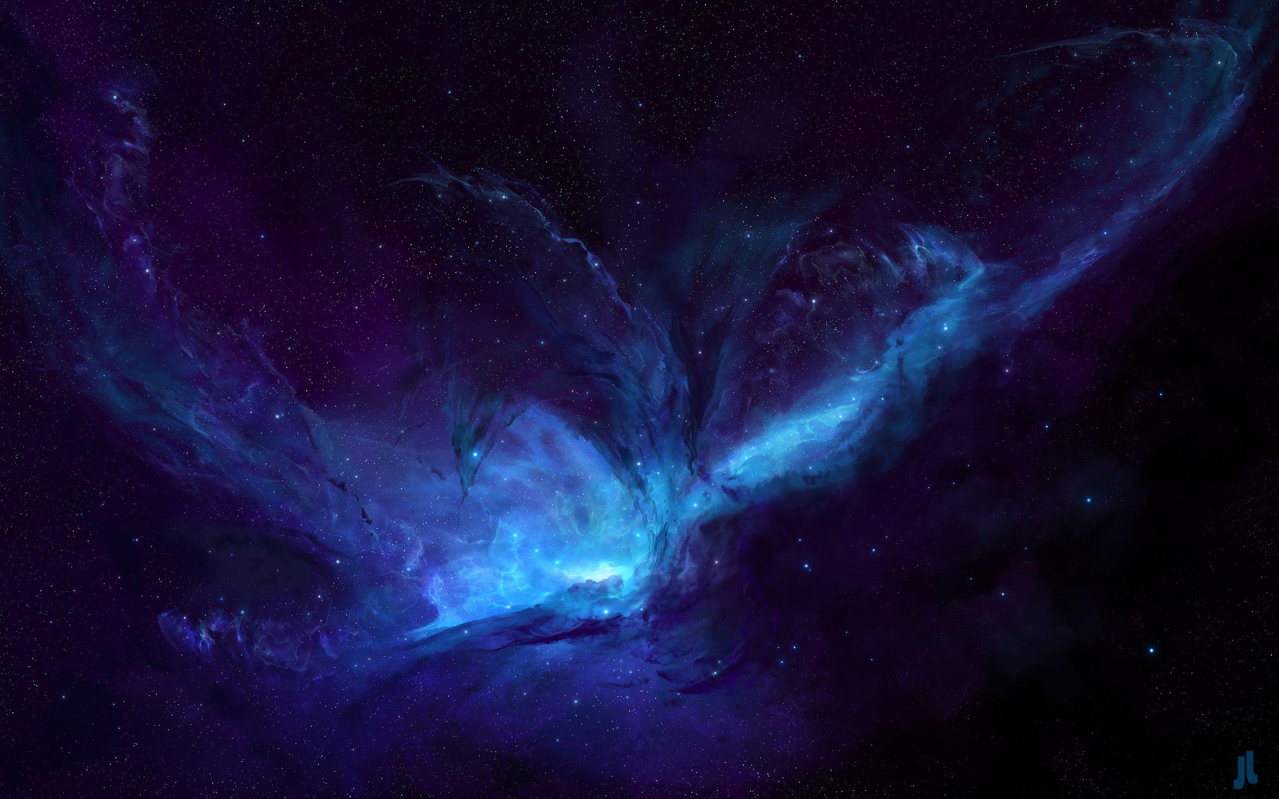 Hình nền dải ngân hà màu xanh lam 2560x1600