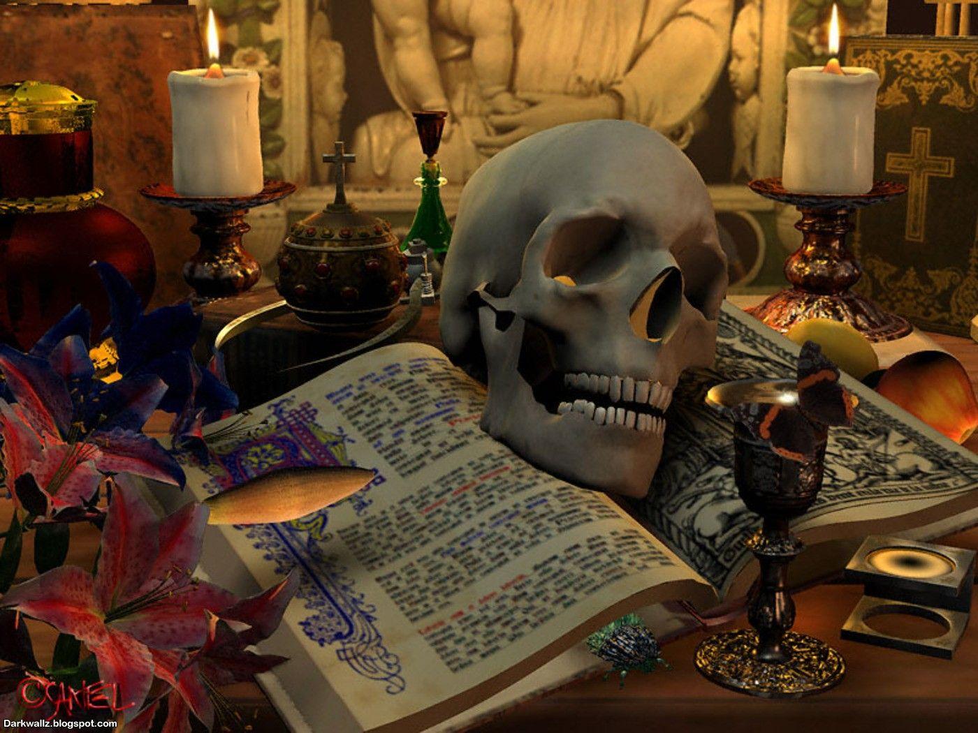 1400x1050 WALLPAPERS gothic skulls death fantasy women erotic animals: SKULL