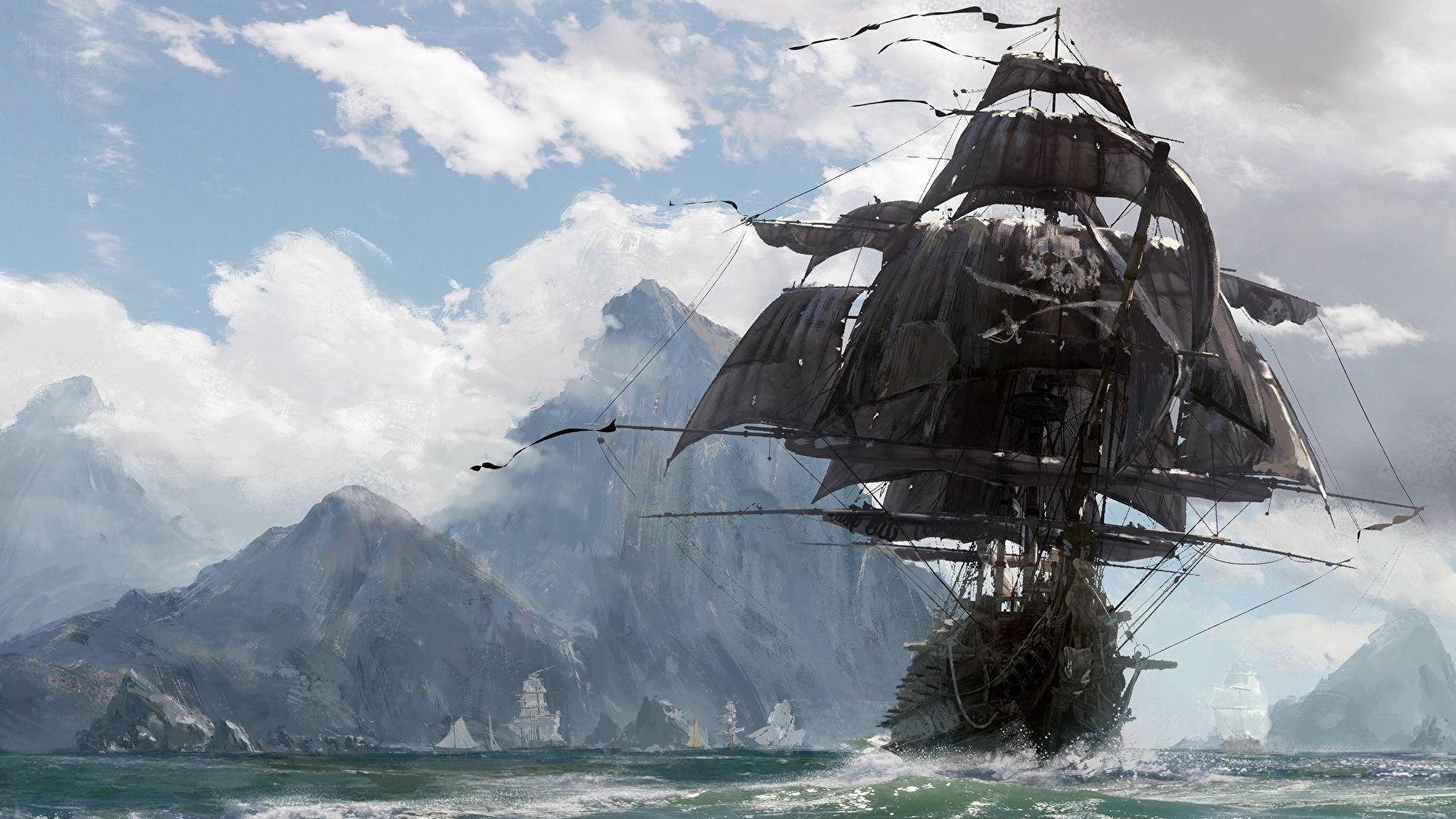 1920x1080 Desktop Wallpaper vdeo game Pirates Ships Skull and Bones 1920x1080