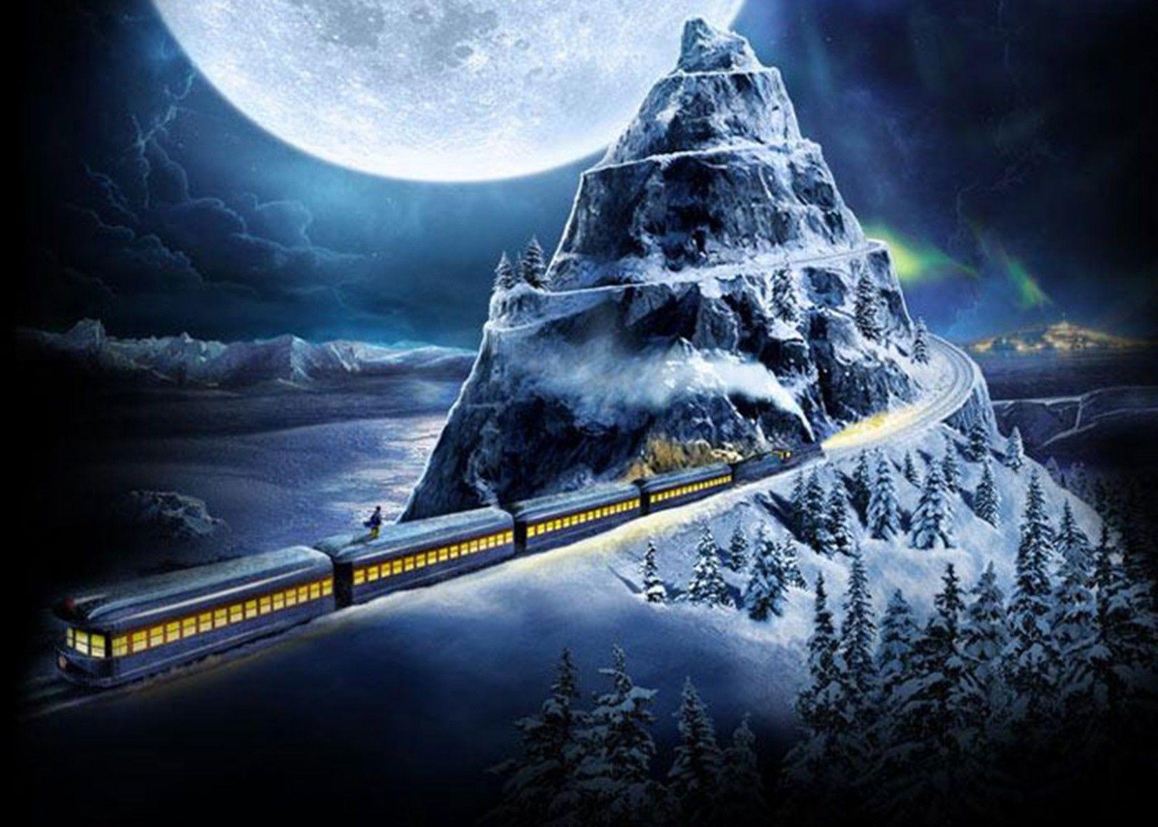 1680x1200 Winter: Winter Moon Snow Blue Mountains Nature Jigslaw Puzzle